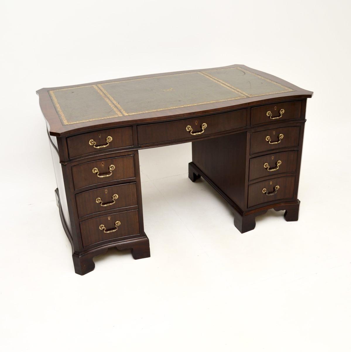 Antique Mahogany Leather Top Pedestal Desk (1 of 12) Antique Mahogany Leather Top Pedestal Desk (1 of 12)