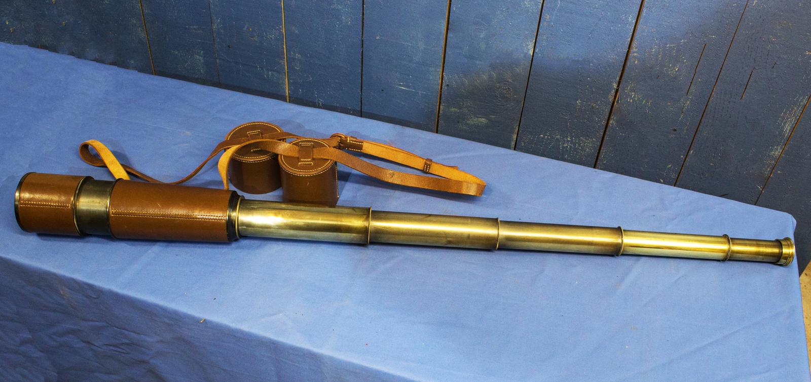 Large Brass and Leather 5 Draw Telescope. By Dollond, London (1 of 7) Large Brass and Leather 5 Draw Telescope. By Dollond, London (1 of 7)