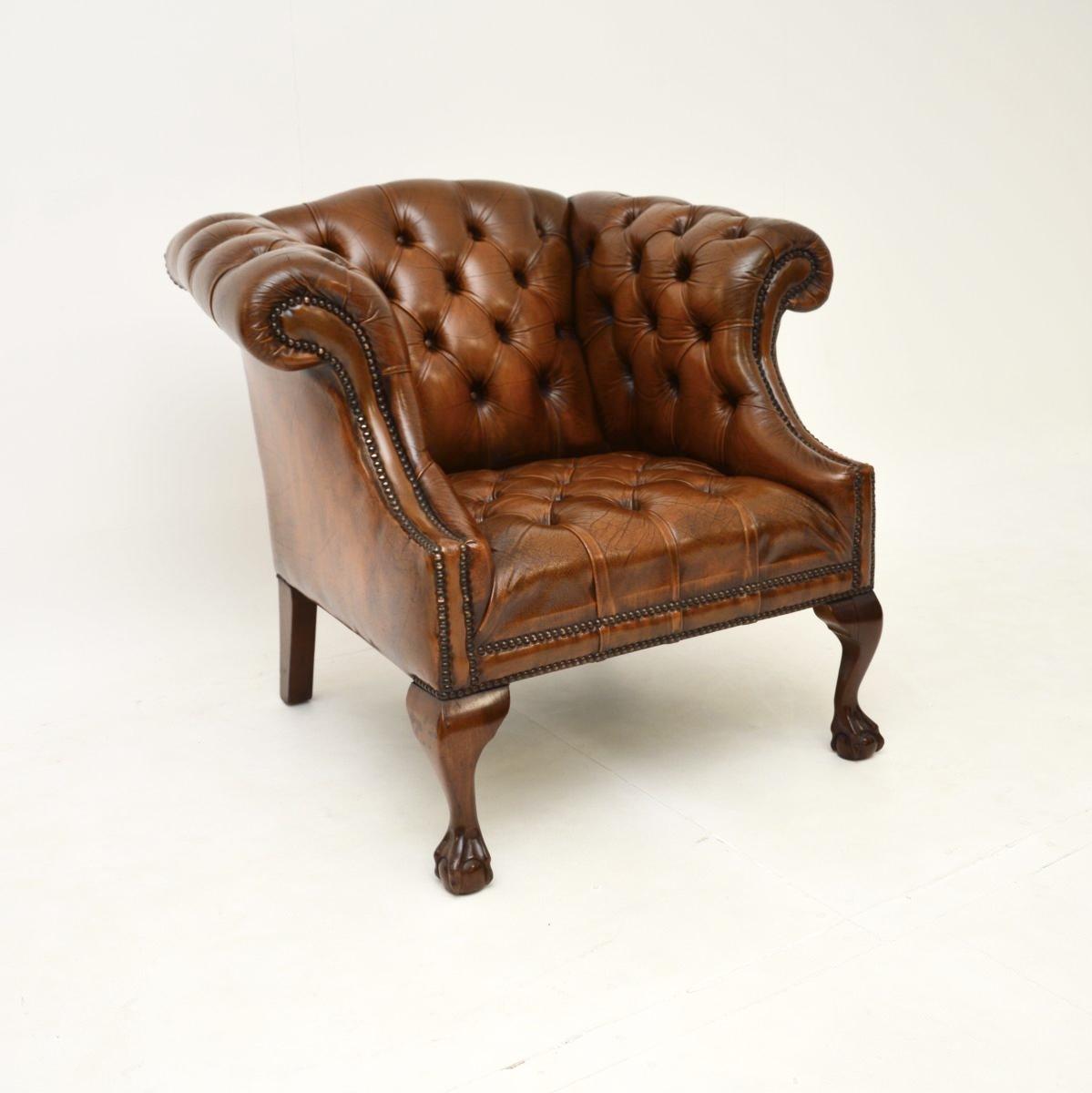 Georgian Style Deep Buttoned Leather Armchair (1 of 8) Georgian Style Deep Buttoned Leather Armchair (1 of 8)