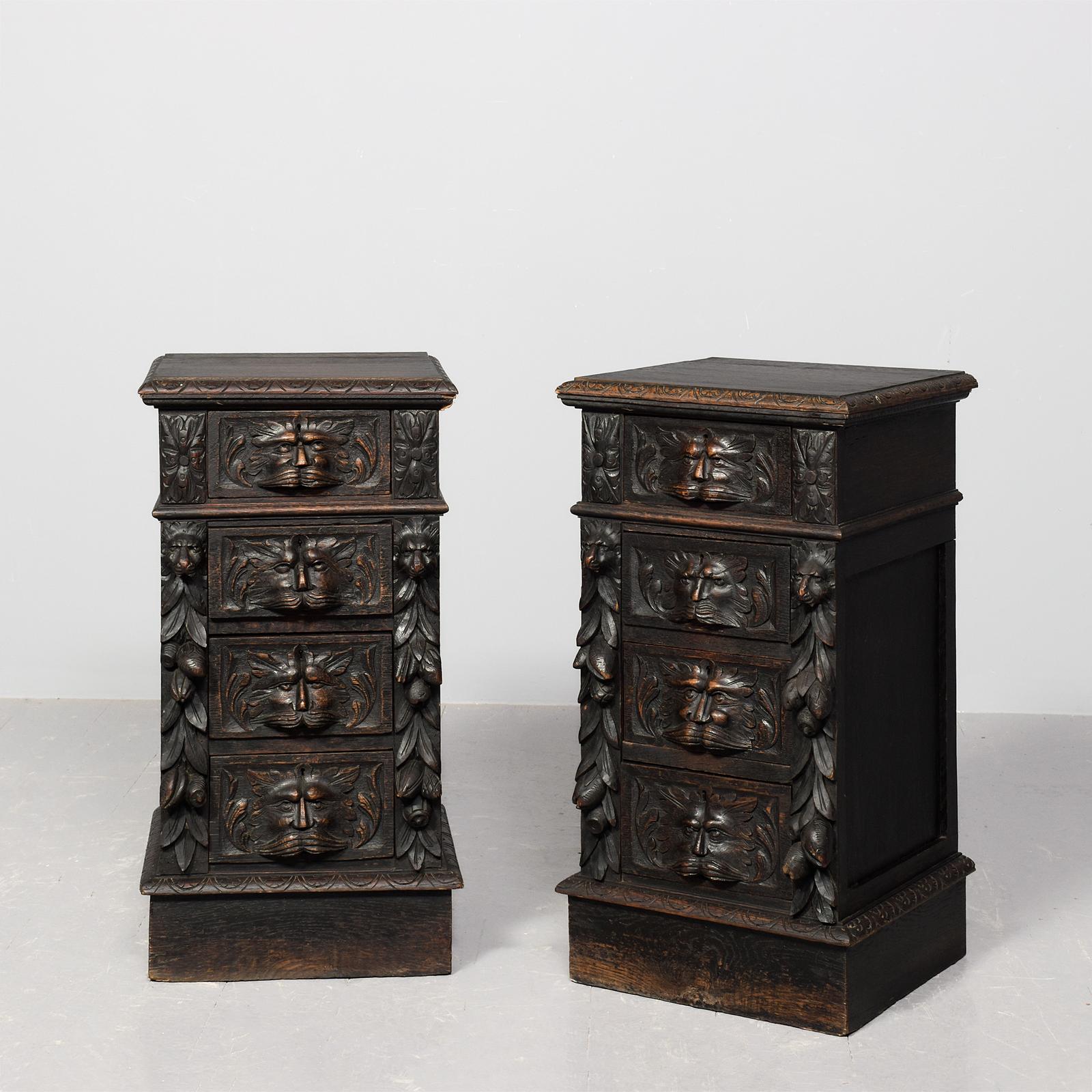 Pair of Small Flemish Rustic Oak Chests / Bedside Lockers or Lamp Stands (1 of 8) Pair of Small Flemish Rustic Oak Chests / Bedside Lockers or Lamp Stands (1 of 8)