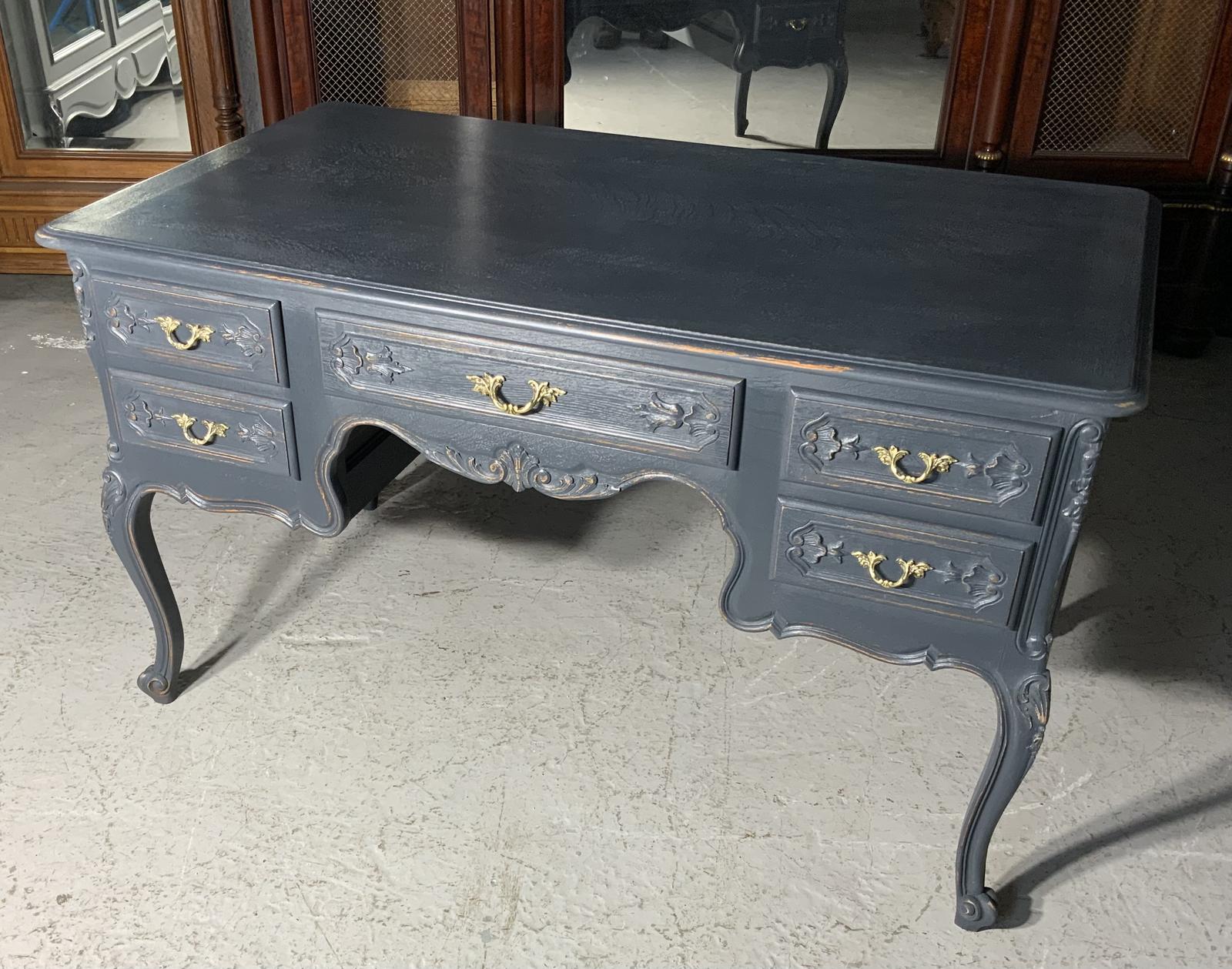 Painted French Carved Oak Desk (1 of 8)
