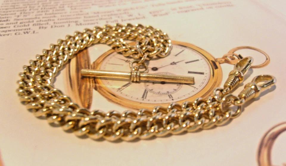 Pocket Watch Chain 12ct Rolled Gold Vintage 1970s Albert With Sliding T Bar (1 of 15)
