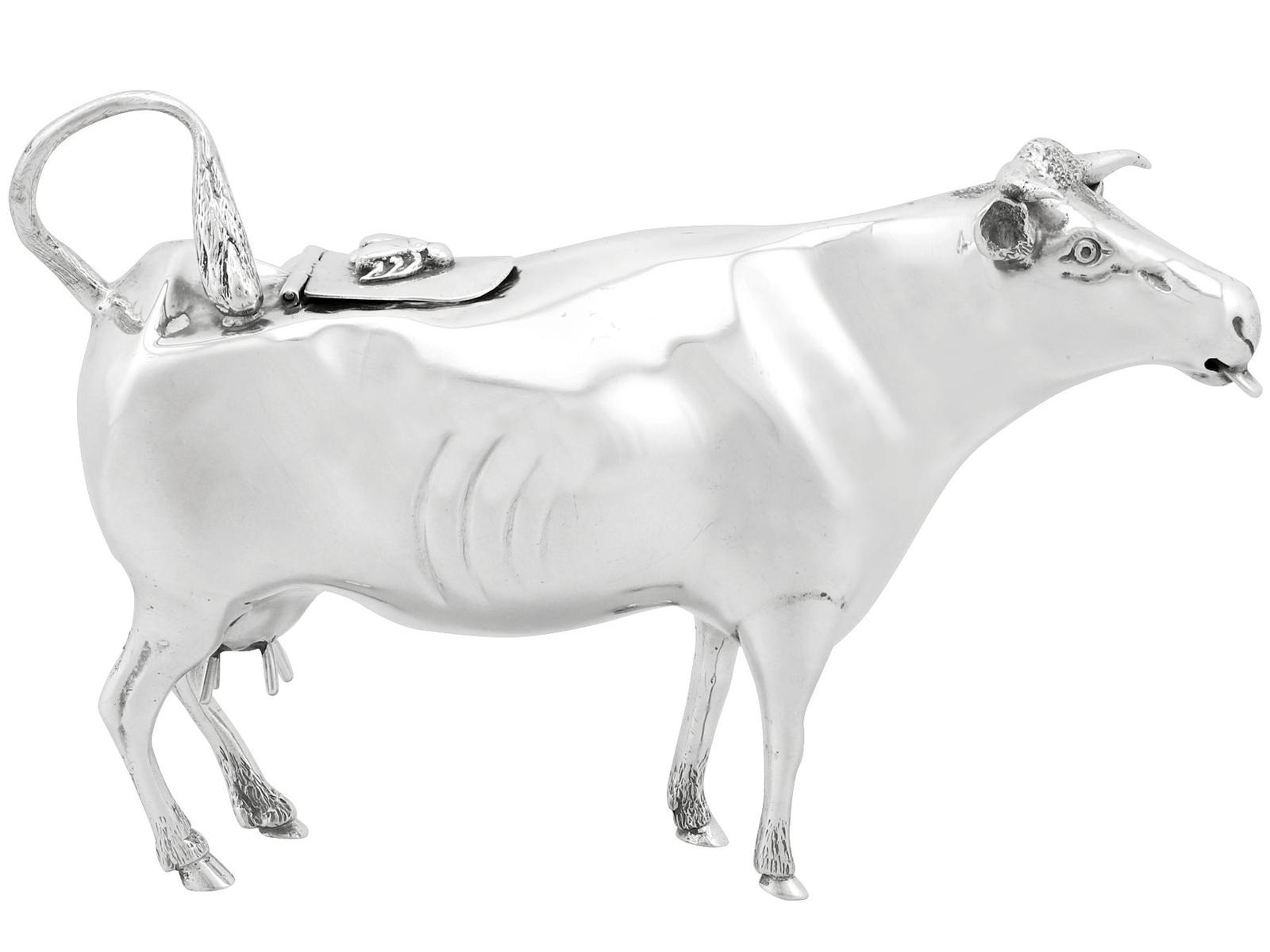 Antique Victorian Sterling Silver Cow Creamer (1898) (1 of 12) Antique Victorian Sterling Silver Cow Creamer (1898) (1 of 12)