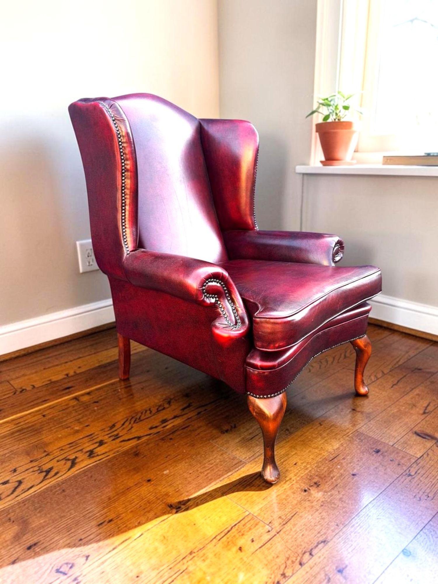 Queen Anne High Back Chesterfield Leather Armchair (1 of 14) Queen Anne High Back Chesterfield Leather Armchair (1 of 14)