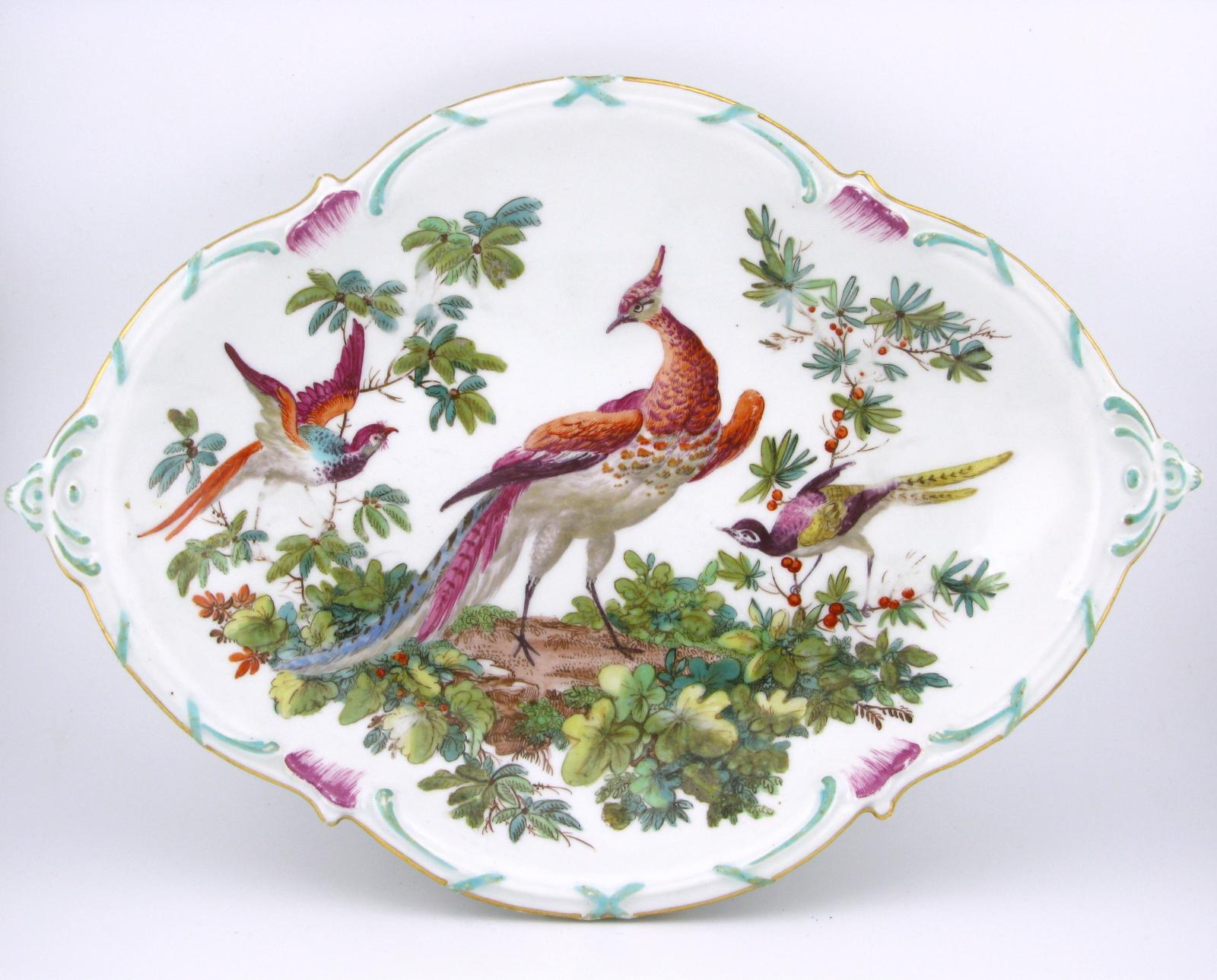 Chelsea Porcelain Fancy Birds Dessert Dish 18th Century c.1765 (1 of 8)