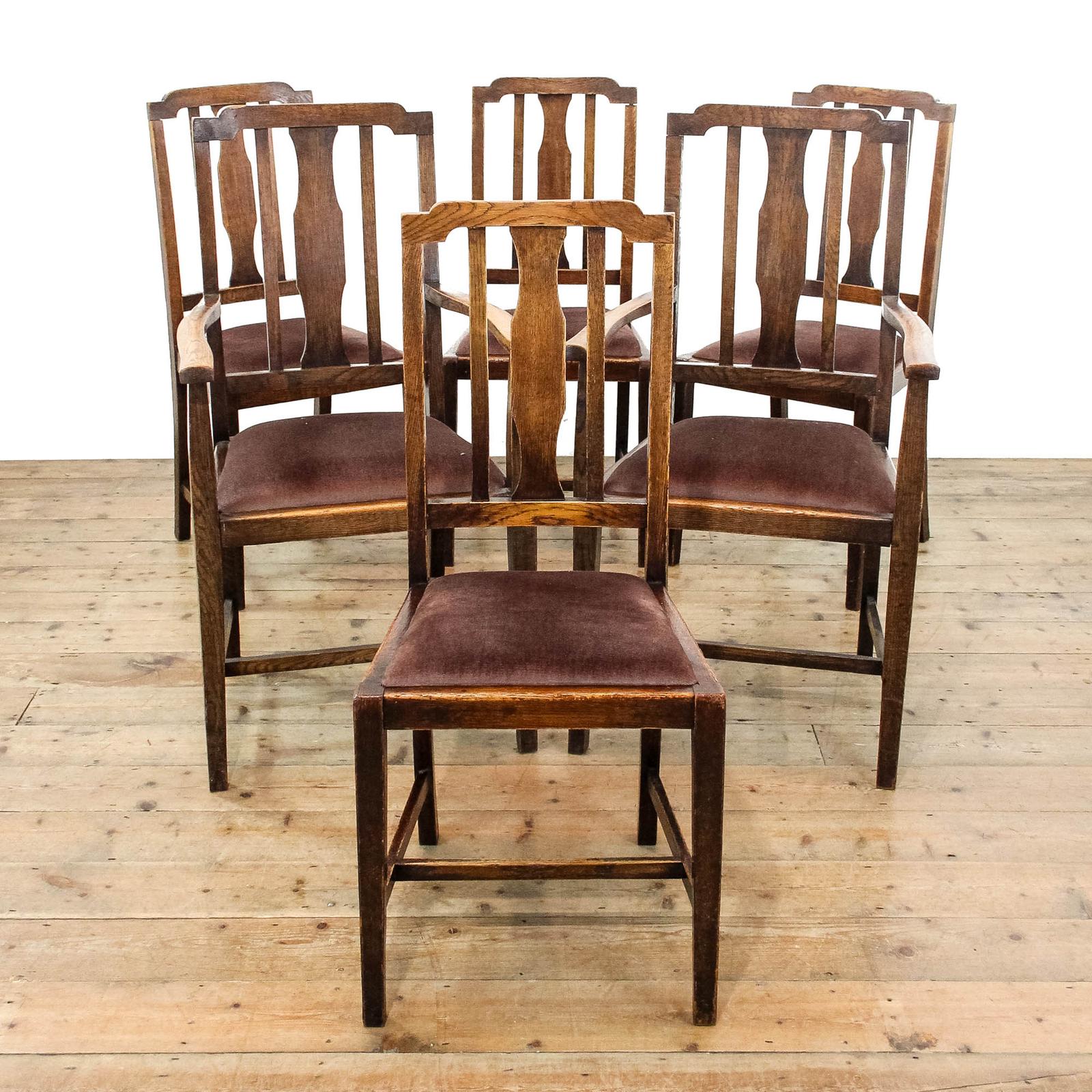 Set of Six Vintage Oak Dining Chairs (1 of 10)