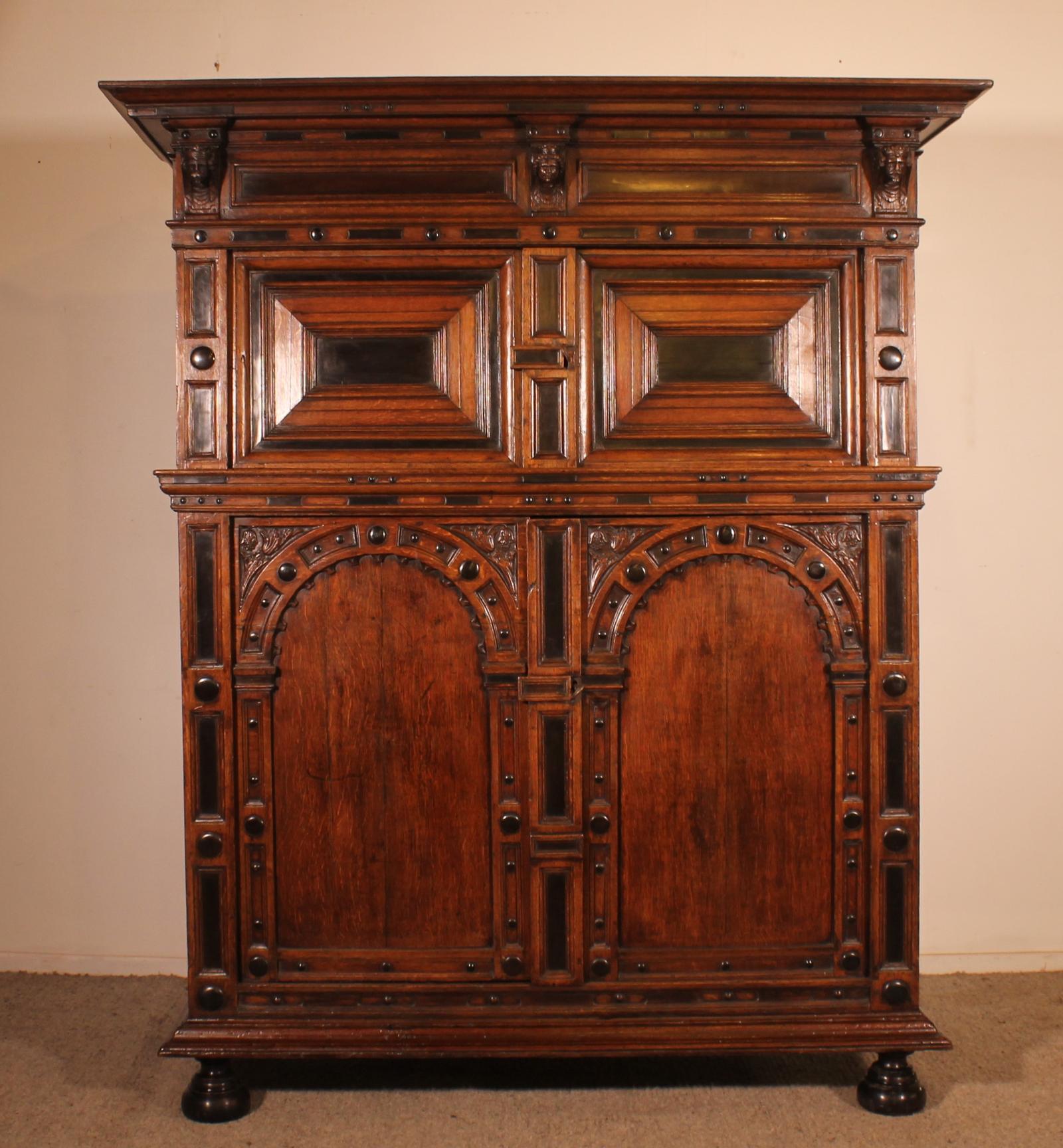 17th Century Oak and Ebony 4-Door Sideboard - Netherlands (1 of 14)