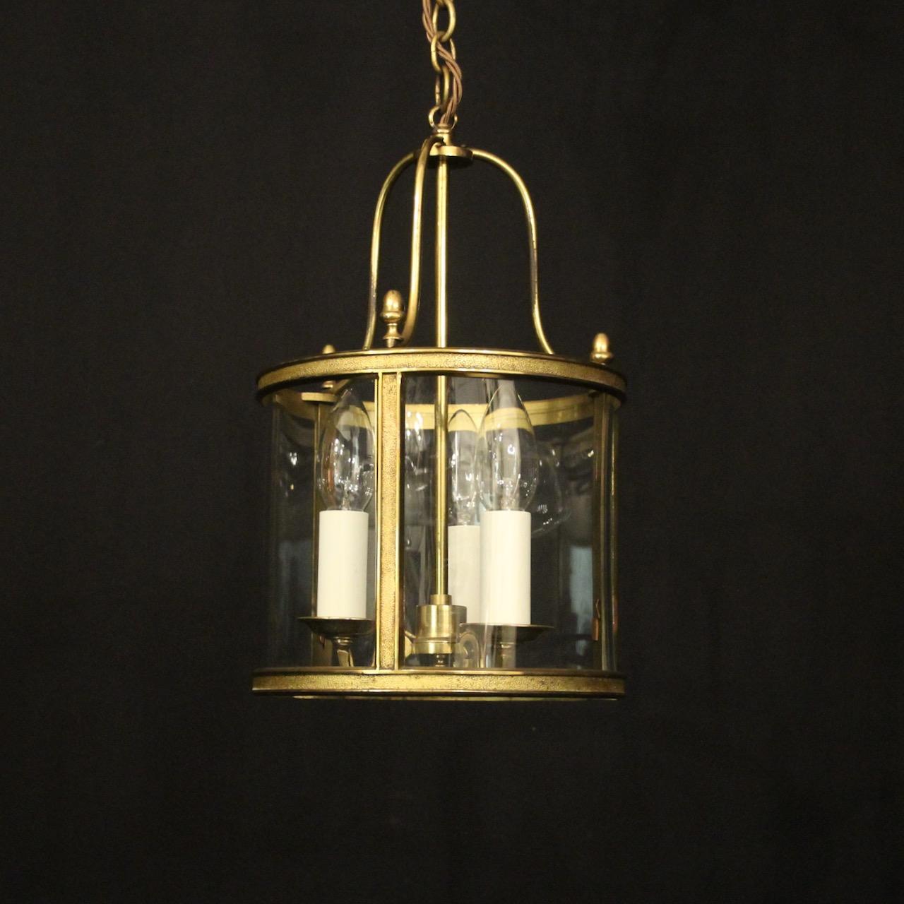 French Gilded Brass Triple Light Hall Lantern (1 of 10) French Gilded Brass Triple Light Hall Lantern (1 of 10)