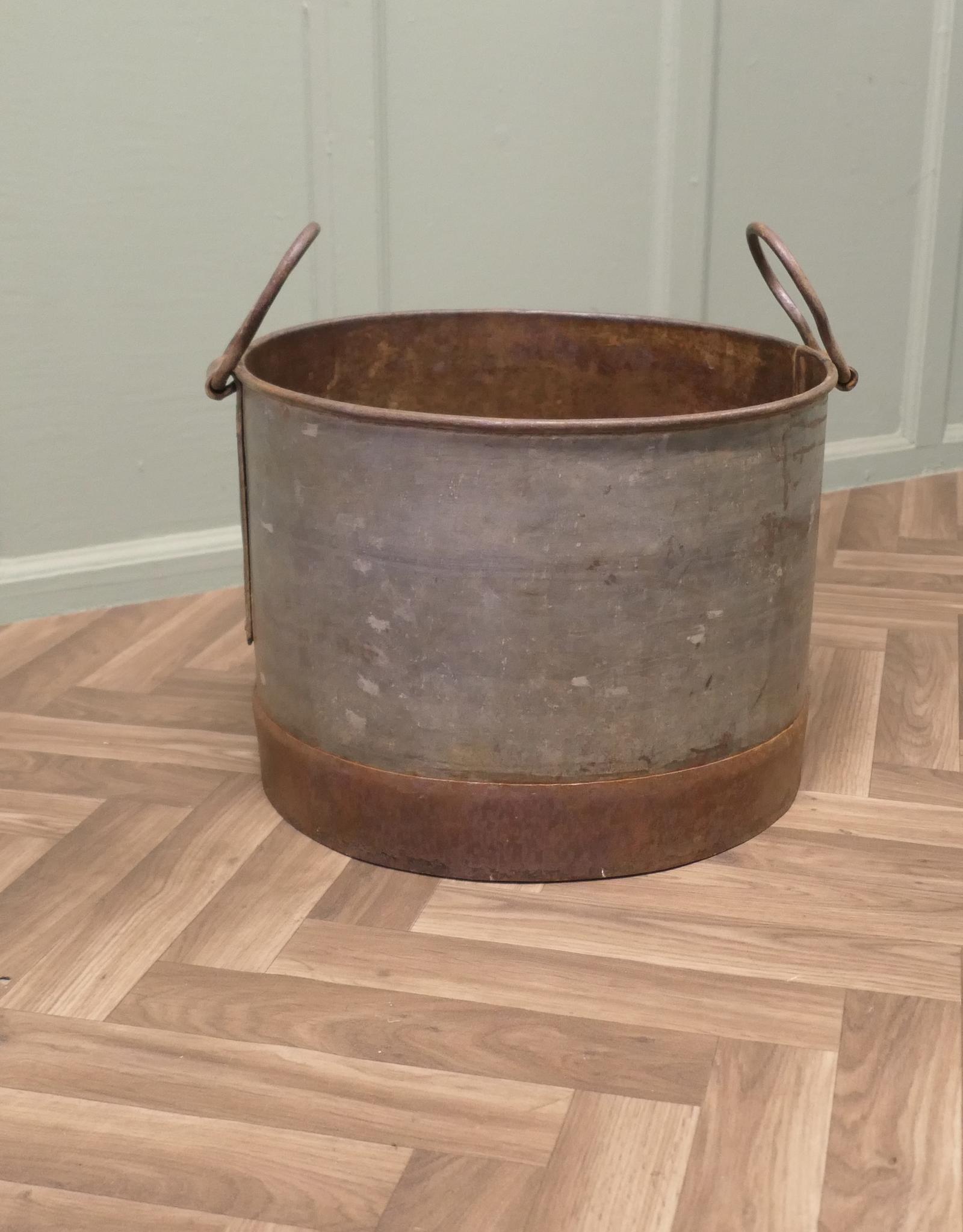 Large Galvanised Steel and Iron Cauldron Log Bin (1 of 5)