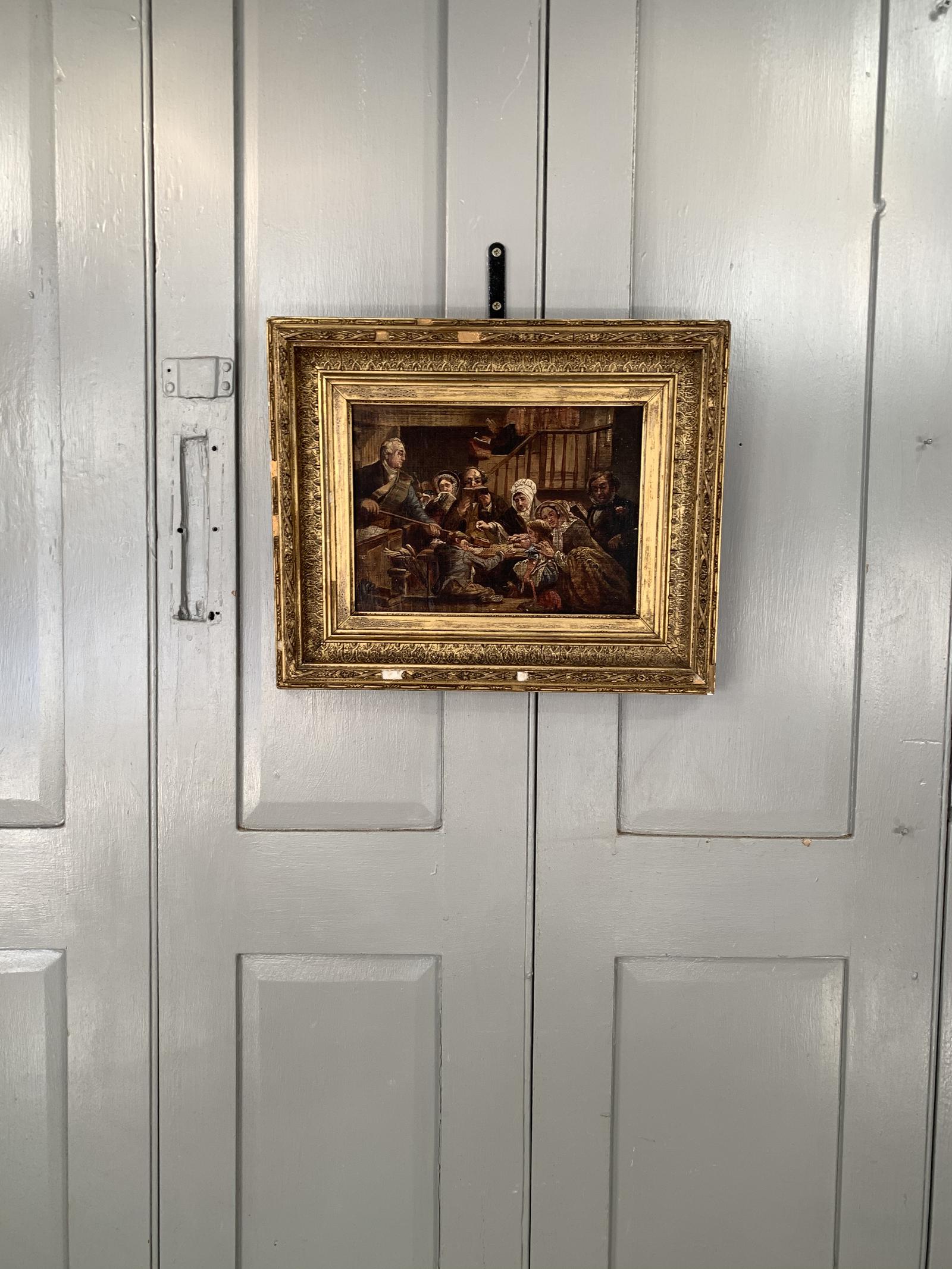 Antique Victorian Oil Painting Study of Churchgoers (1 of 11)