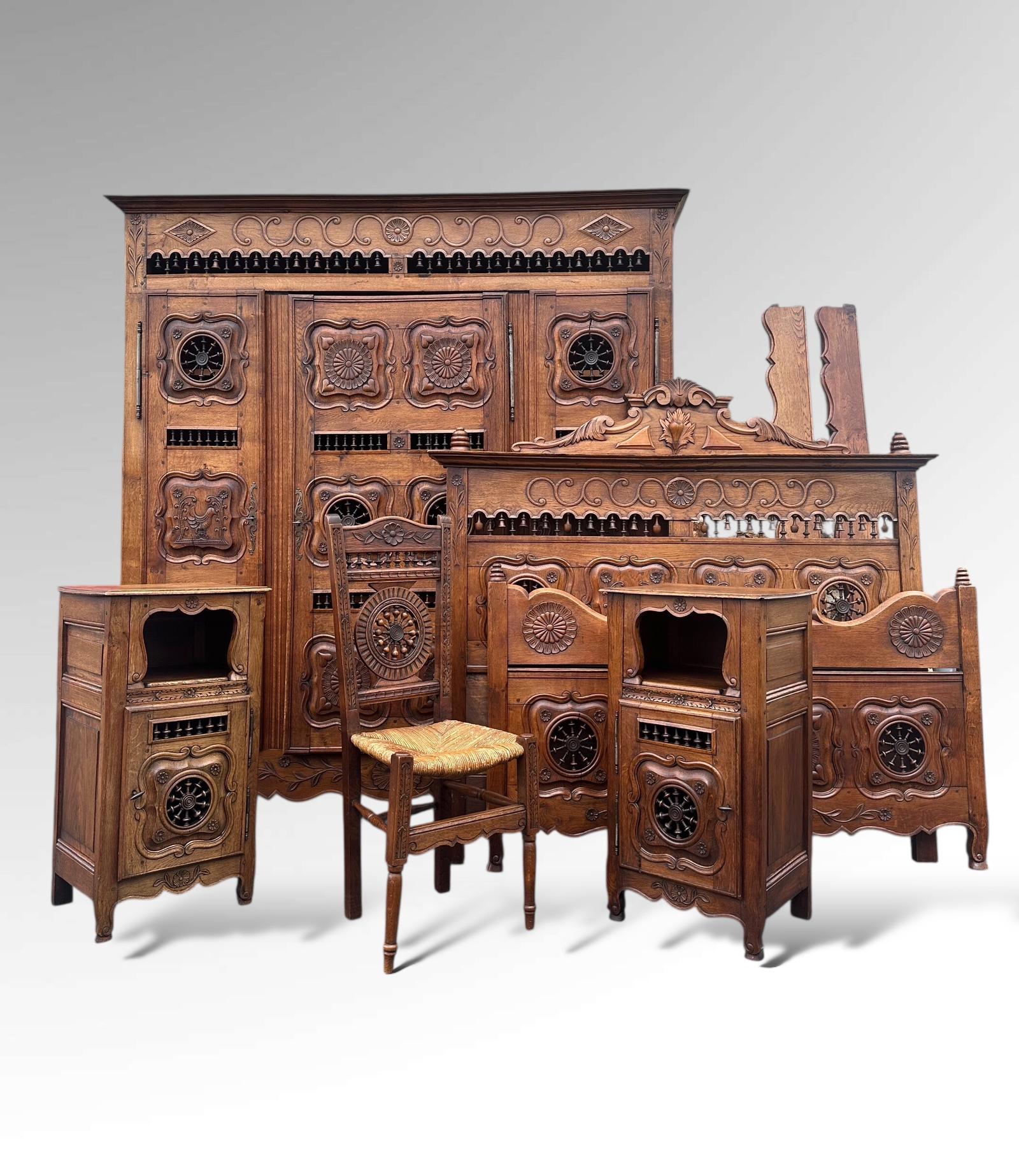 Antique French Breton Carved Oak Bedroom Suite (1 of 24) Antique French Breton Carved Oak Bedroom Suite (1 of 24)