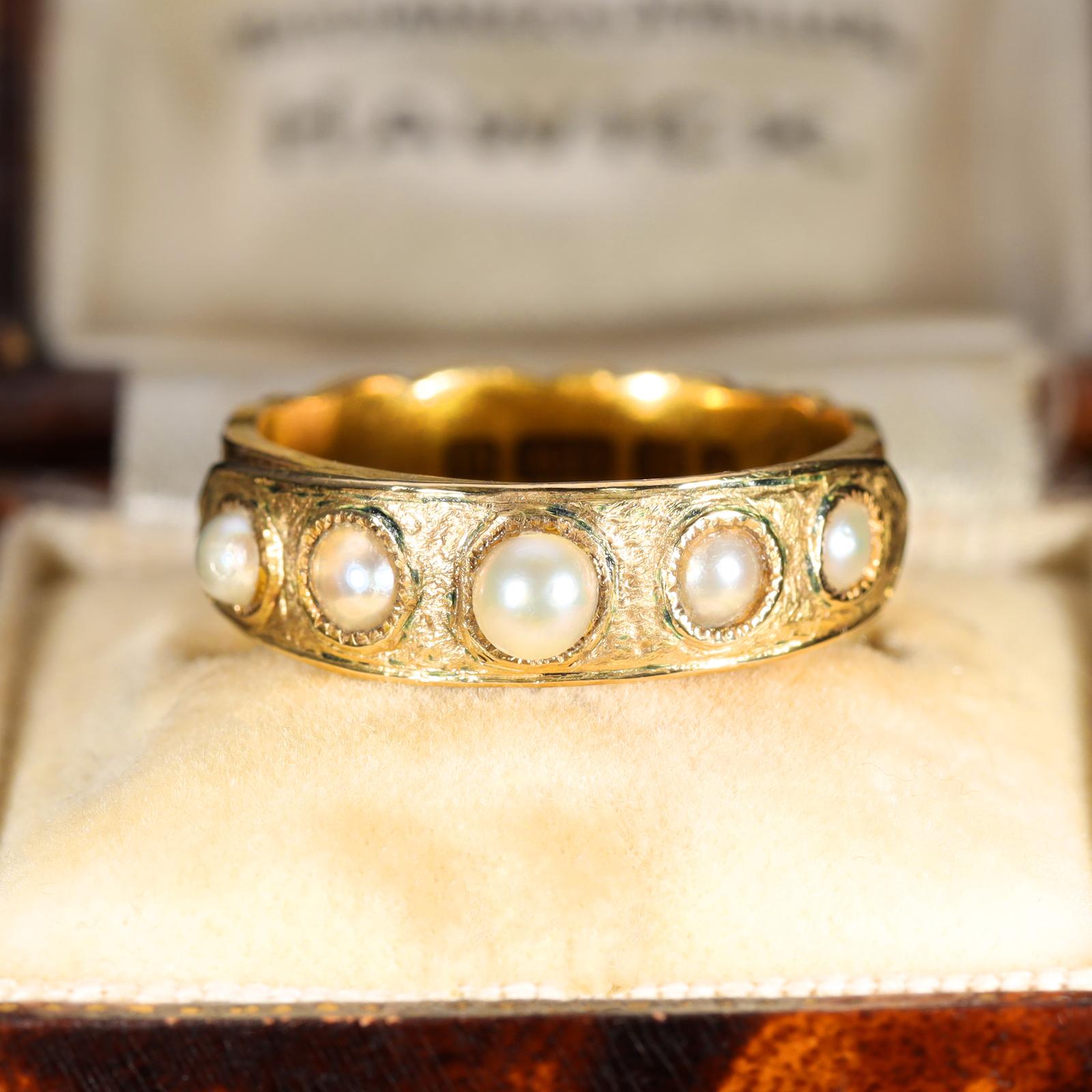 The Antique Victorian Pearl & Plaited Hair Mourning Ring (1 of 11)
