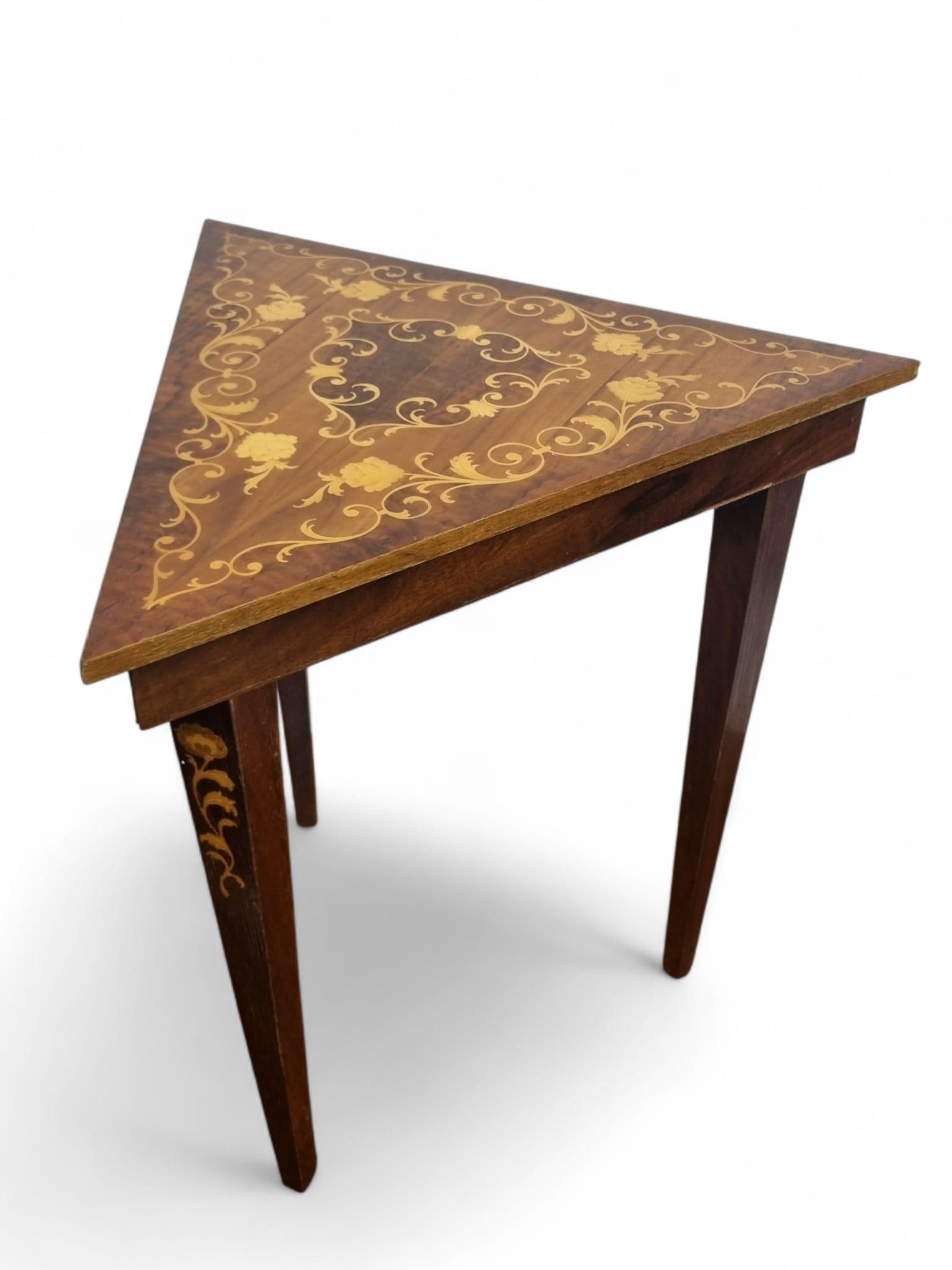 Vintage Italian Inlaid Musical Table / c.1960 / Triangular Top (1 of 11) Vintage Italian Inlaid Musical Table / c.1960 / Triangular Top (1 of 11)