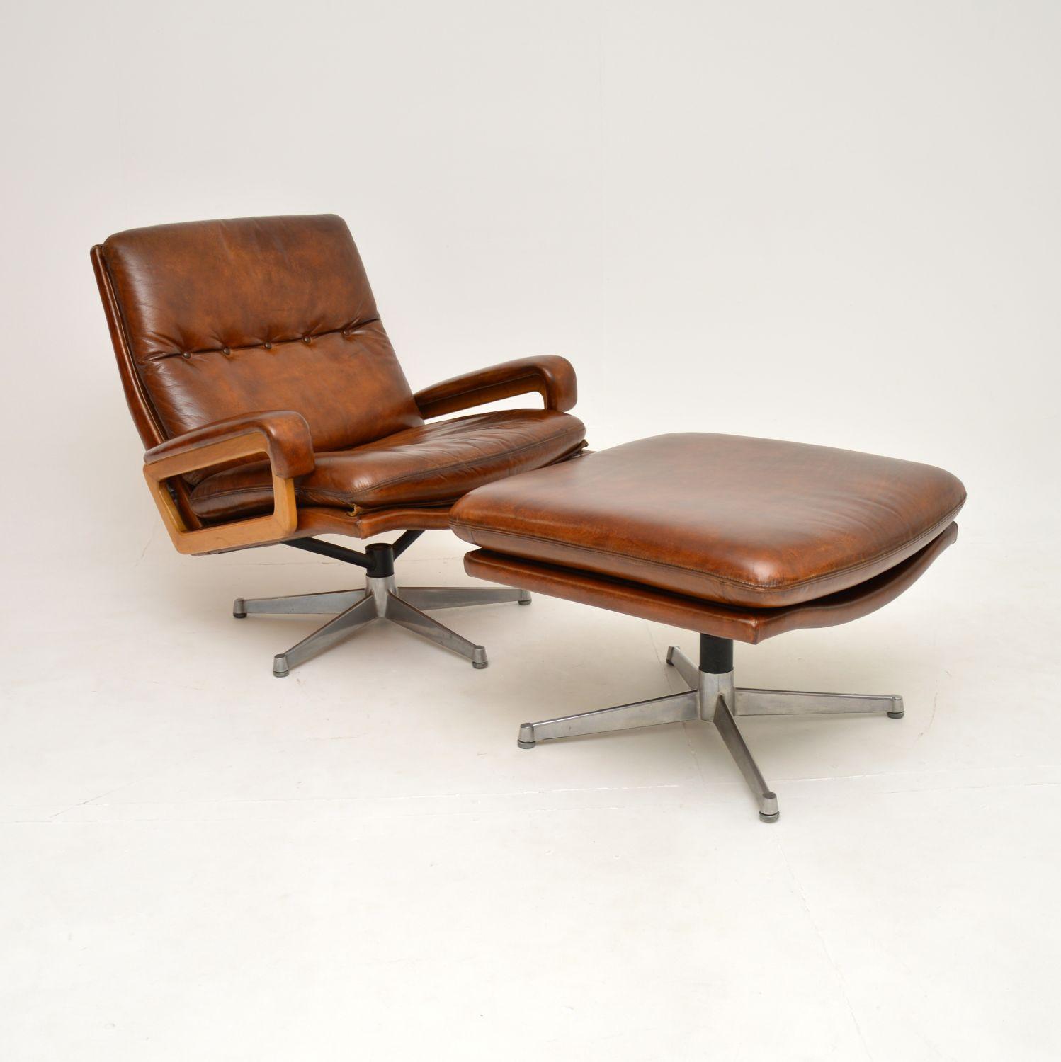 Vintage Leather Armchair & Stool by Strassle (1 of 12) Vintage Leather Armchair & Stool by Strassle (1 of 12)