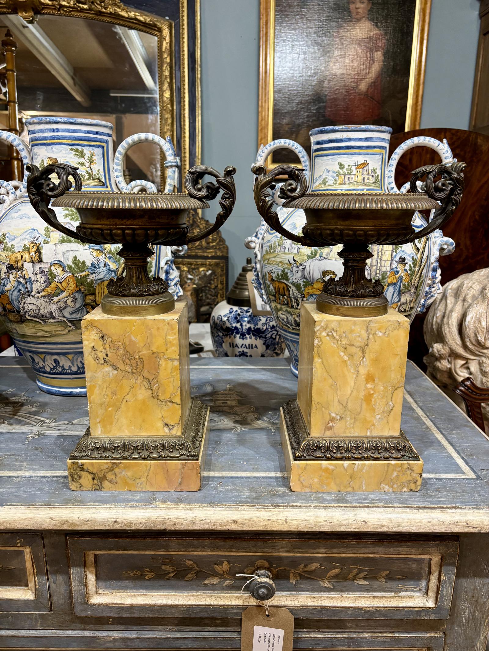 Pair of 19th Century Urns on Marble Bases (1 of 10)