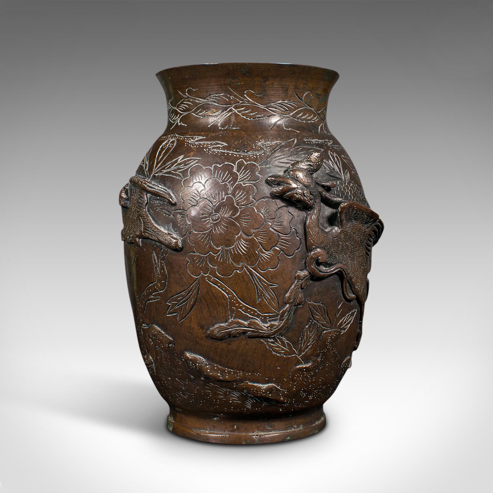 Antique Decorative Posy Vase, Japanese, Bronze, Meiji Period, Urn, Victorian (1 of 12)