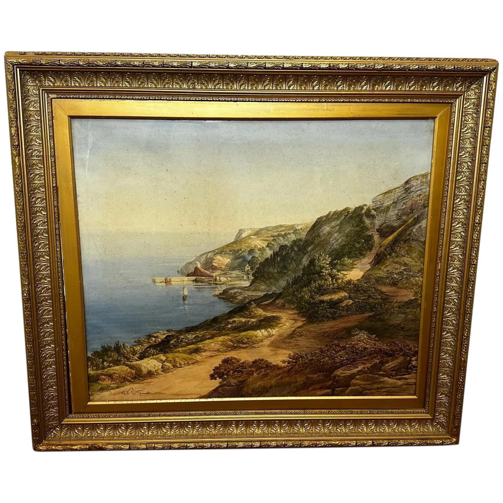 Early 20th Century Watercolour Coastal Babbacombe Beach Devon by Samuel Edward Kelly (1 of 56)