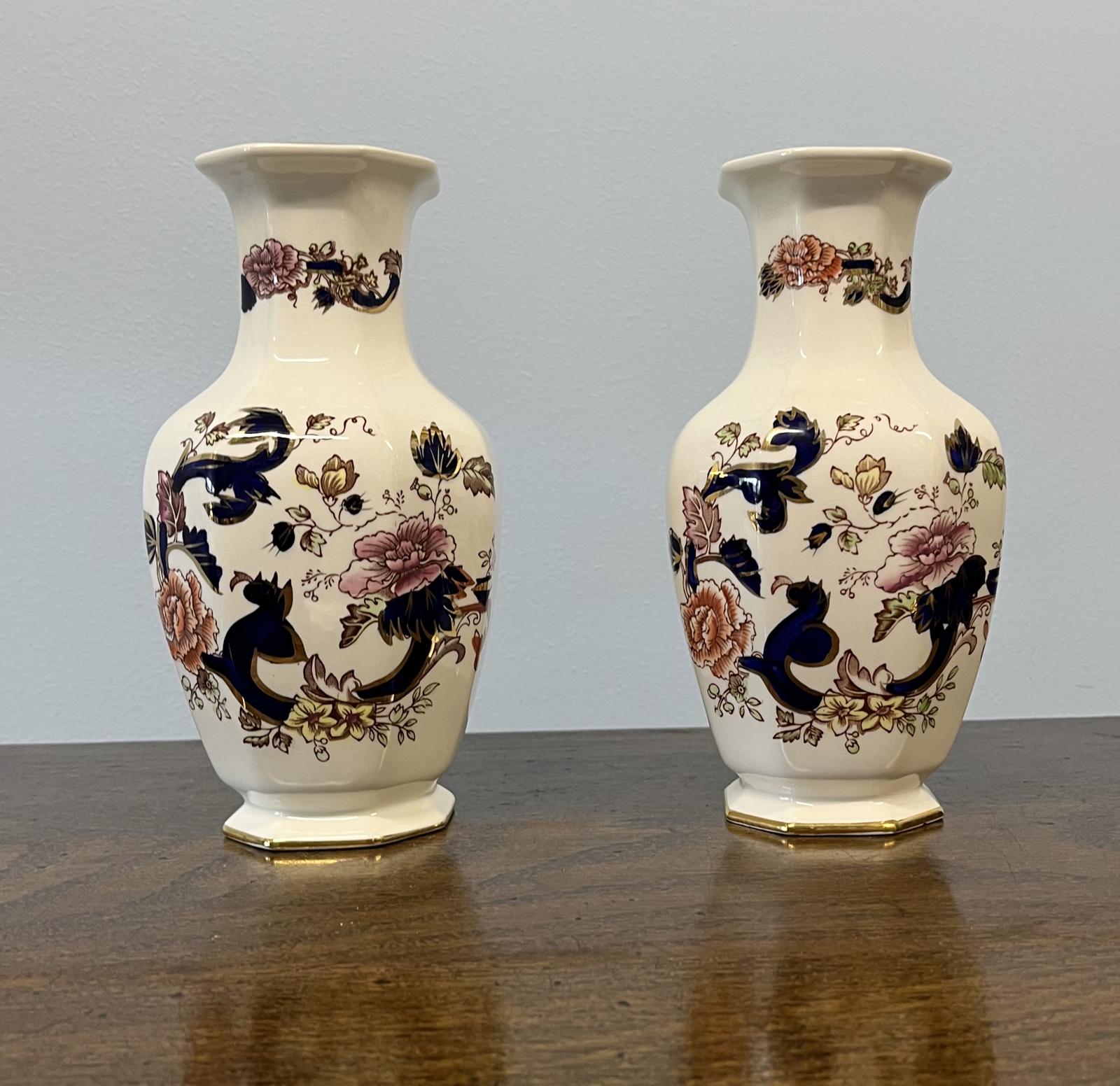 Pair of Hand-painted Mason Ironstone Vases from Their “Mandalay Blue” Pattern (1 of 3)