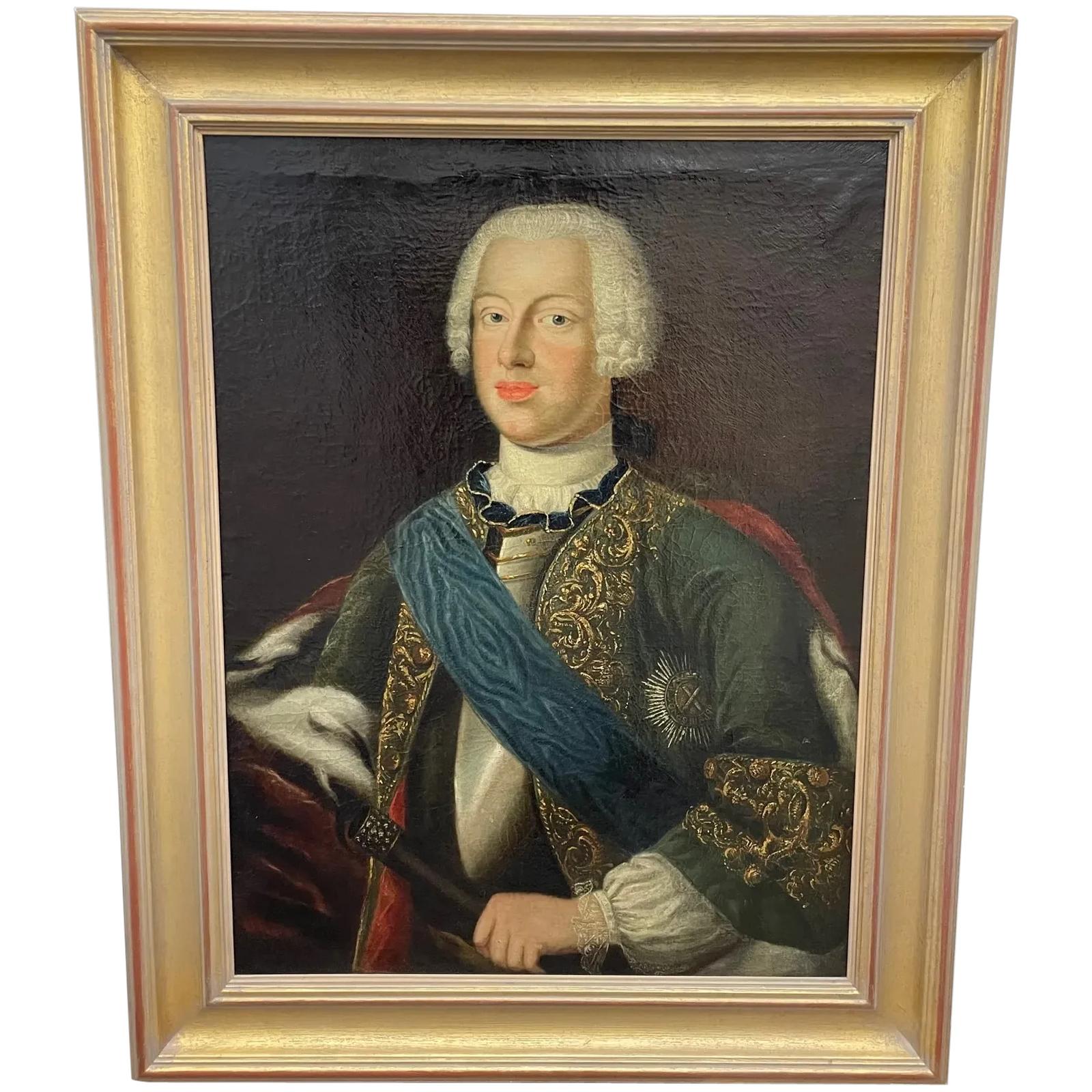 Oil Portrait of Duke Anthony Ulrich of Brunswick-lüneburg (1714–1774), Generalissimo of the Russian Army, Wearing the Sash of the Imperial Order of St Andrew the First-Called Circle of Georg Christoph Grooth c.1740 (1 of 7)