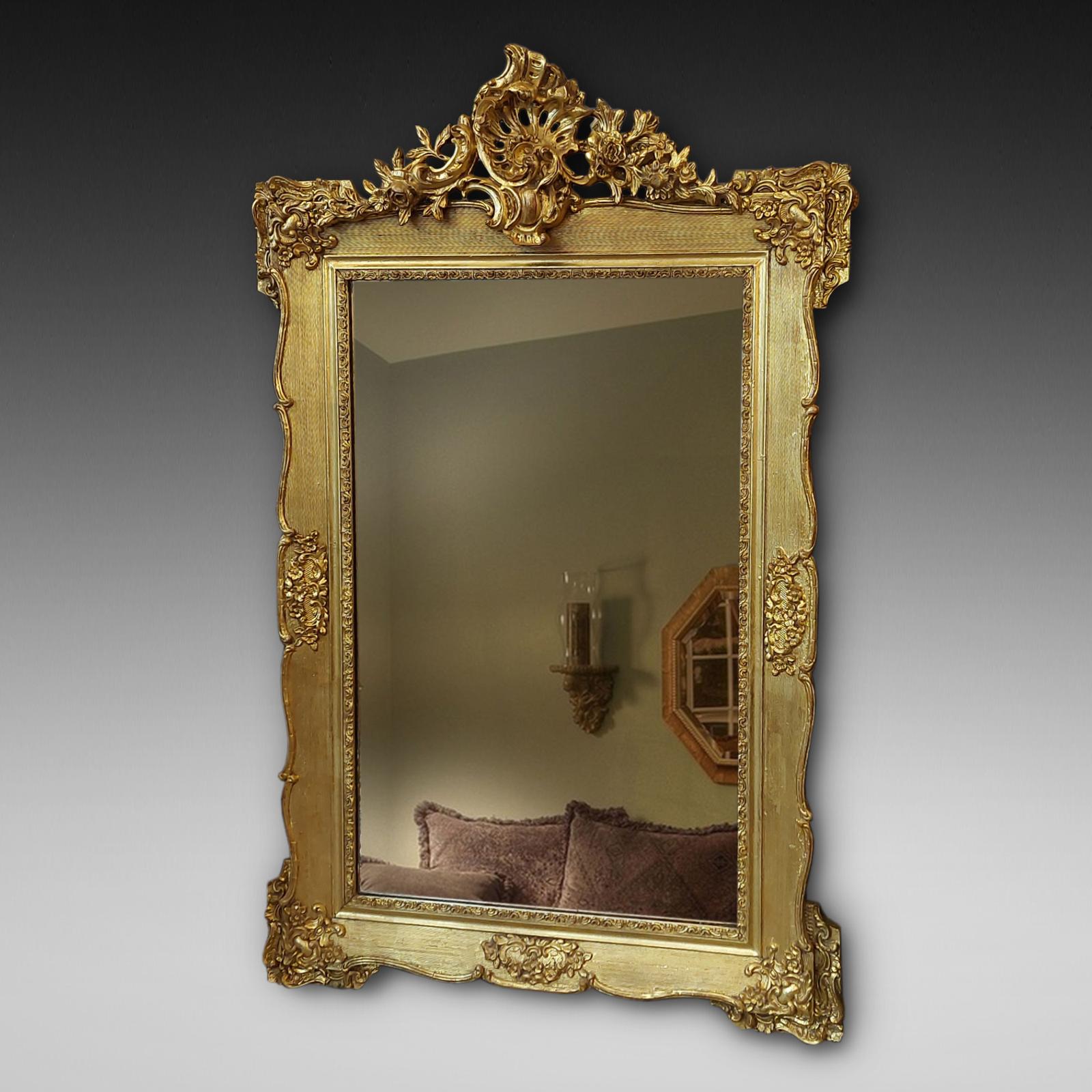 19th Century Gilt Gesso & Carved Wood Mirror (1 of 1)