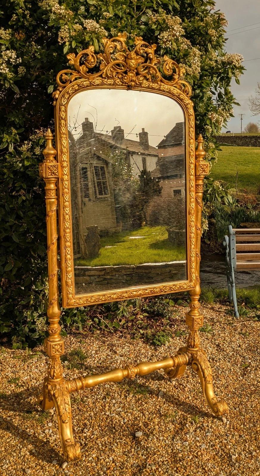 Rare Antique Giltwood Cheval Dressing Mirror (1 of 10) Rare Antique Giltwood Cheval Dressing Mirror (1 of 10)