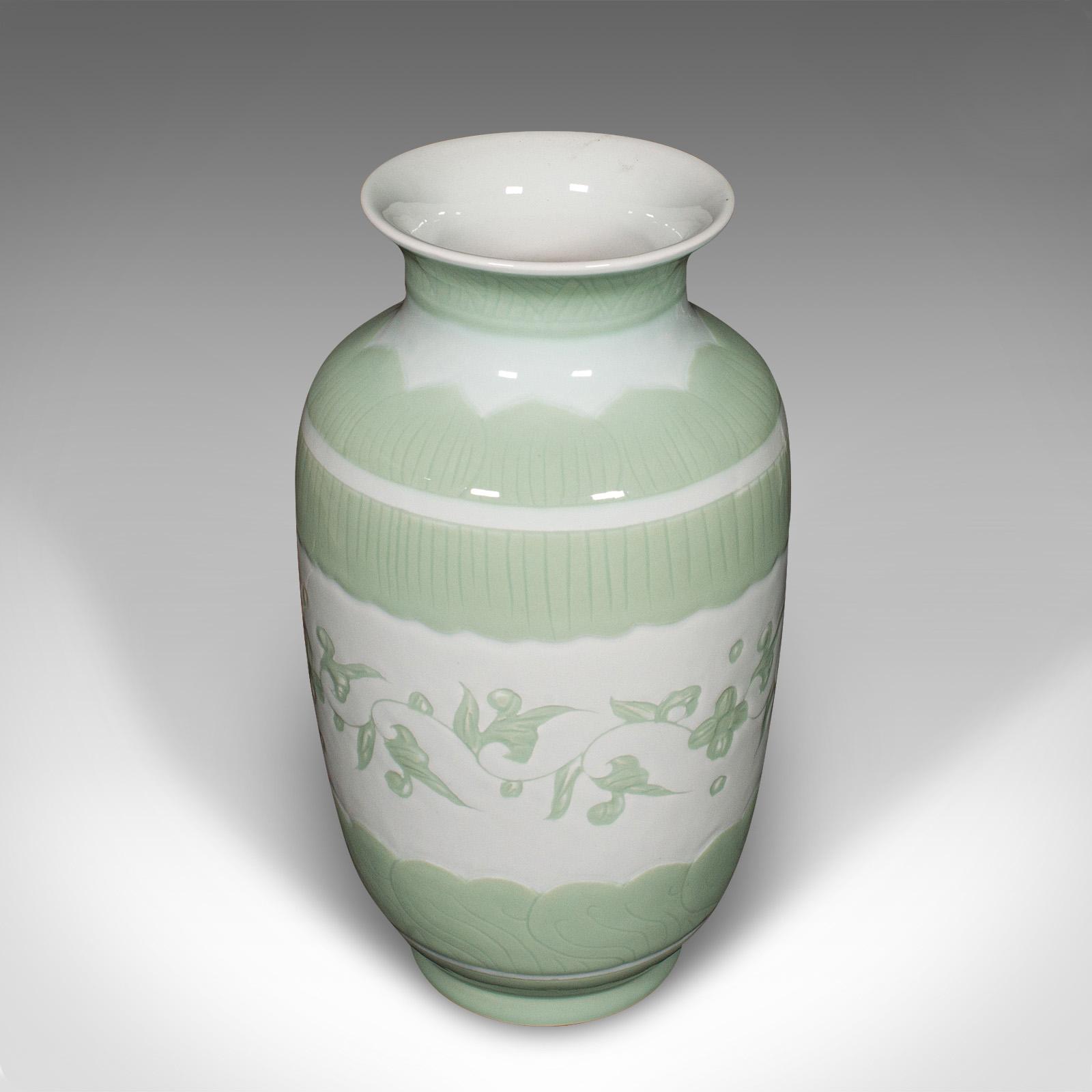 Large Antique Flower Bouquet Vase, Chinese, Celadon Ceramic Urn, Victorian, 1900 (1 of 9)