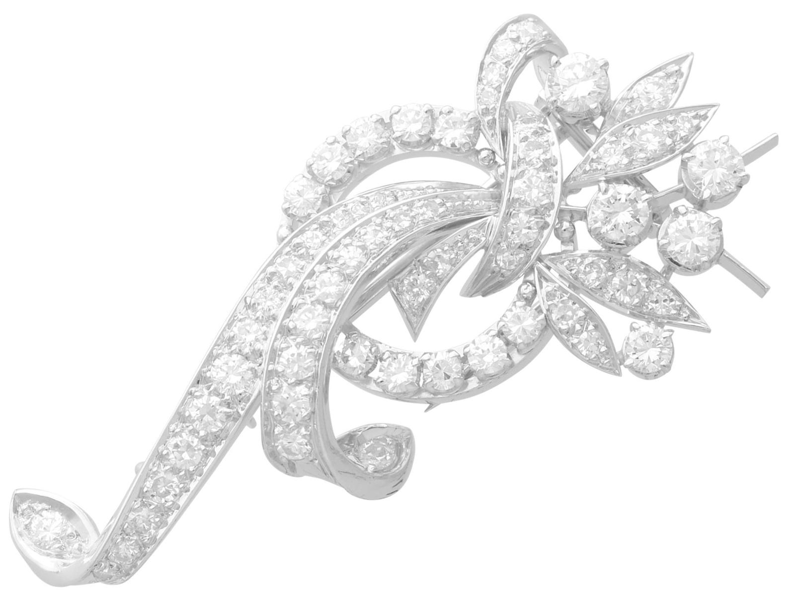Vintage 2.35ct Diamond & Platinum Clip Brooch c.1950 (1 of 9) Vintage 2.35ct Diamond & Platinum Clip Brooch c.1950 (1 of 9)