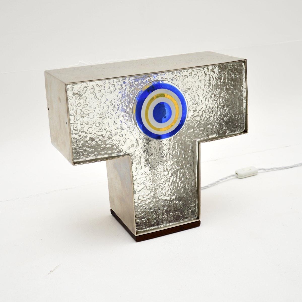 Vintage Italian Glass & Steel Table Lamp (1 of 8)