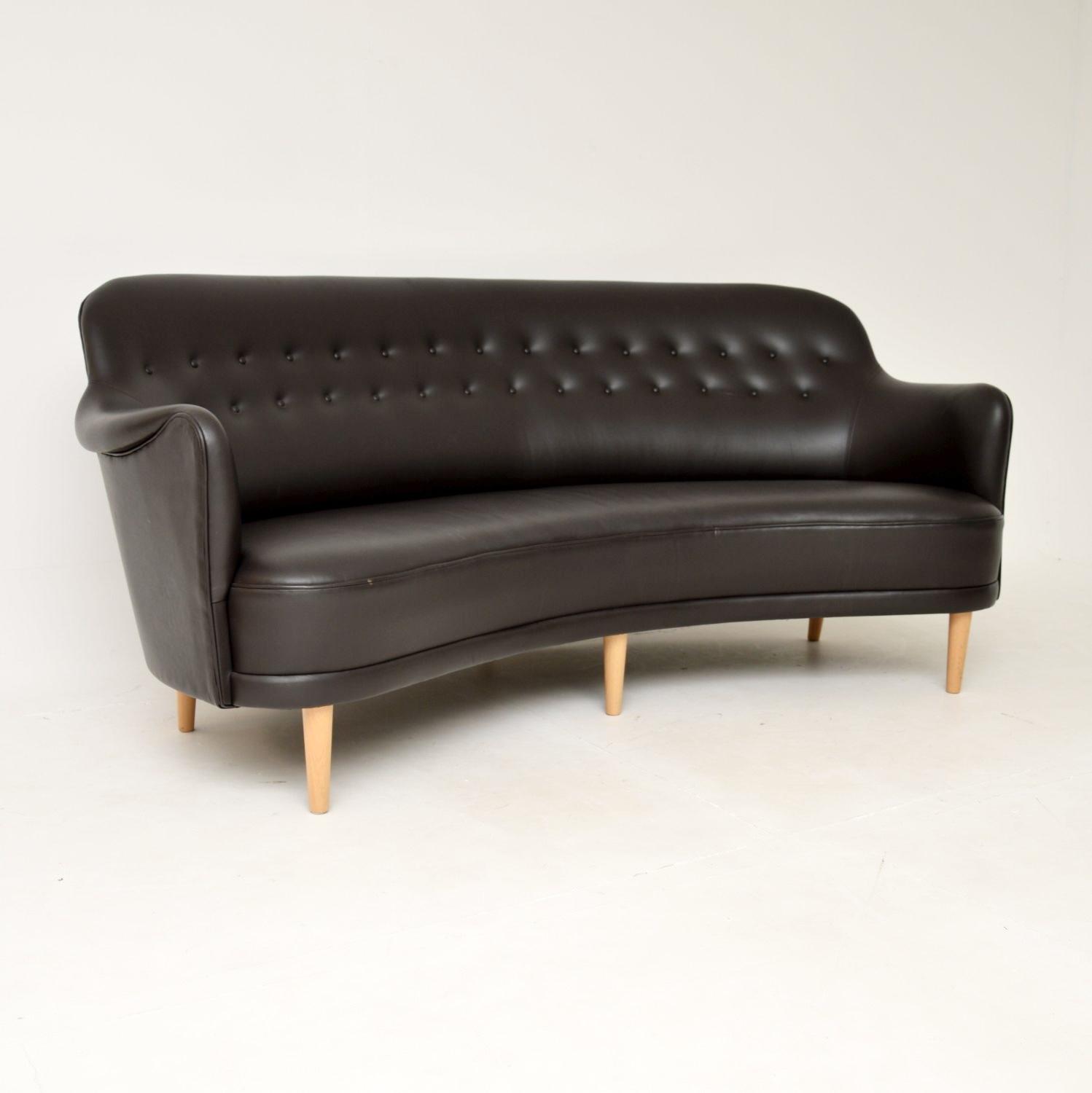 Swedish Leather Samsas Round Sofa by Carl Malmsten (1 of 10)