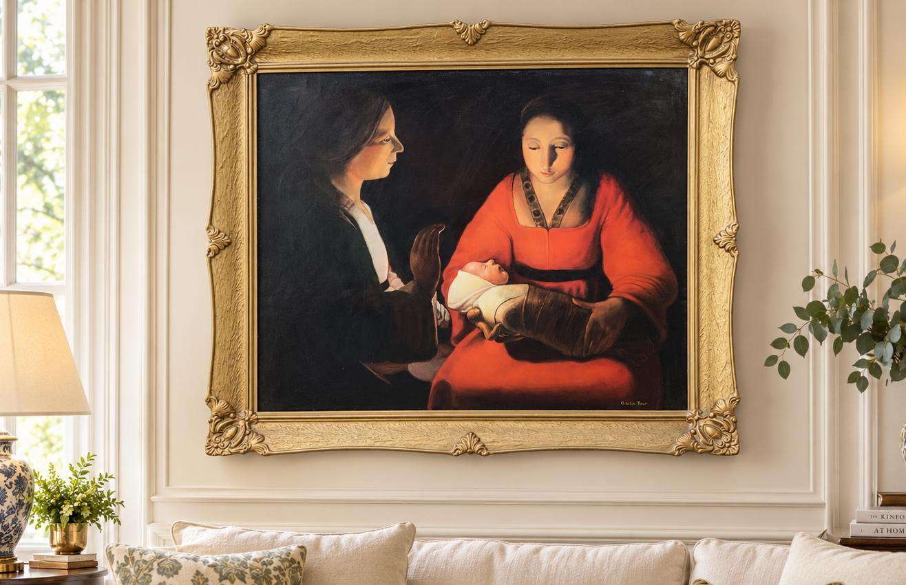Large C.1930 Oil Painting “the Newborn Child” After Georges de La Tour – Fellman (1 of 13) Large C.1930 Oil Painting “the Newborn Child” After Georges de La Tour – Fellman (1 of 13)