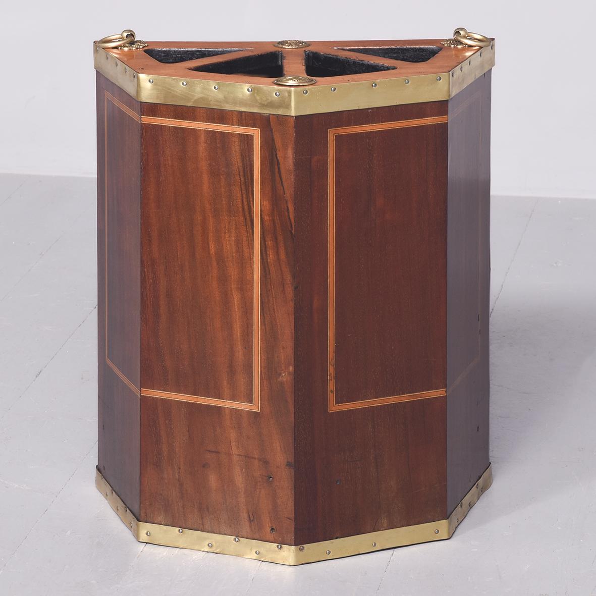 Unusual & Attractive Brass Banded & Inlaid Mahogany Edwardian Stick Stand (1 of 8)