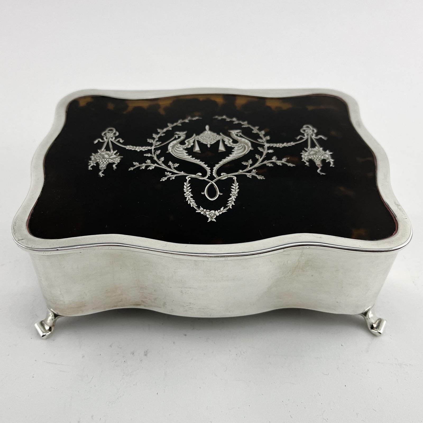 Edwardian Tortoiseshell & Silver Jewellery or Trinket Box (1 of 10) Edwardian Tortoiseshell & Silver Jewellery or Trinket Box (1 of 10)