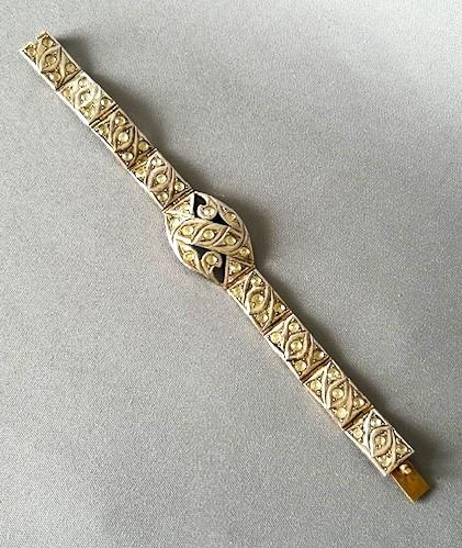 Art Deco Silver Gilt Panel Link Bracelet (1 of 7)