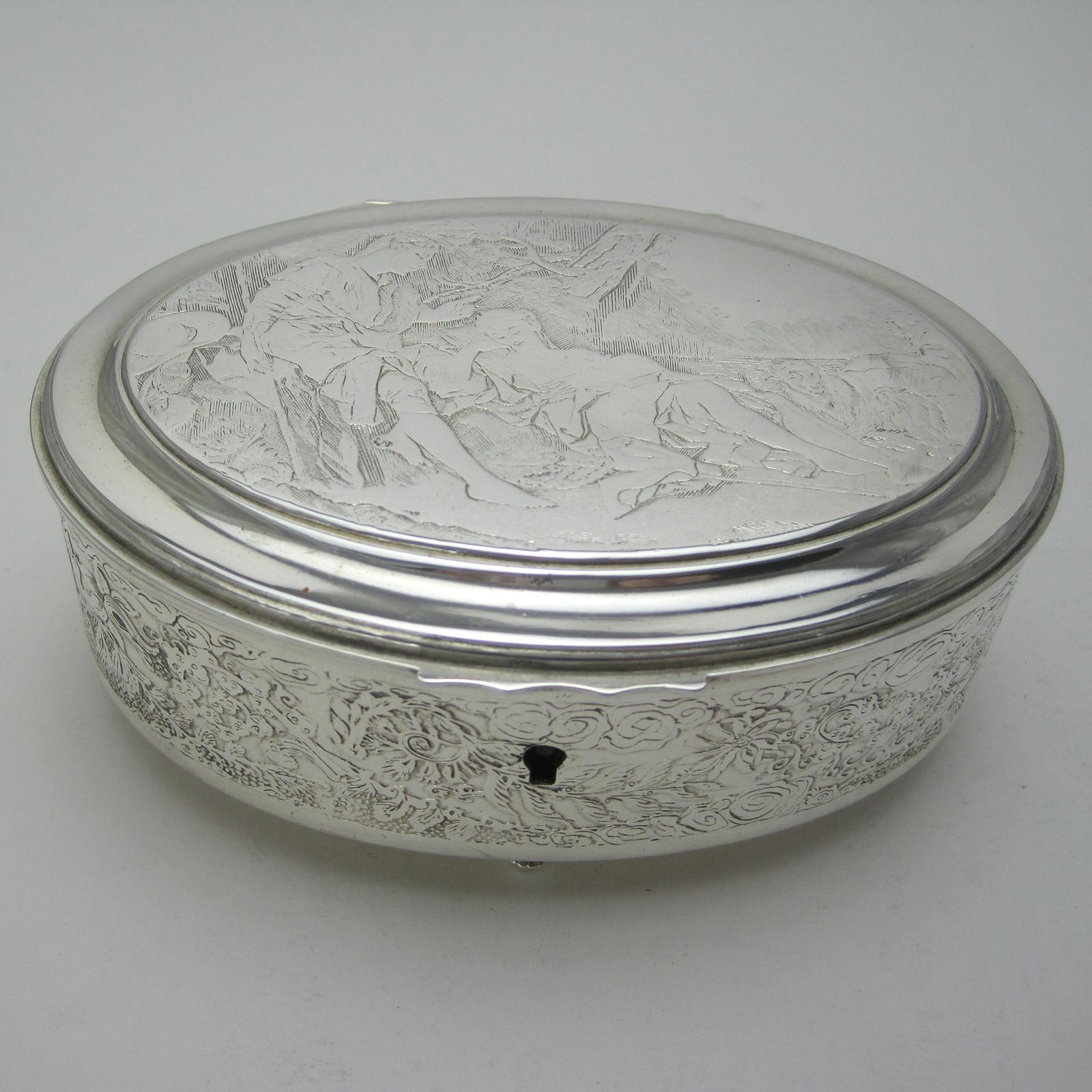 Victorian French Silver Plated Oval Jewellery or Trinket Box (1 of 6) Victorian French Silver Plated Oval Jewellery or Trinket Box (1 of 6)