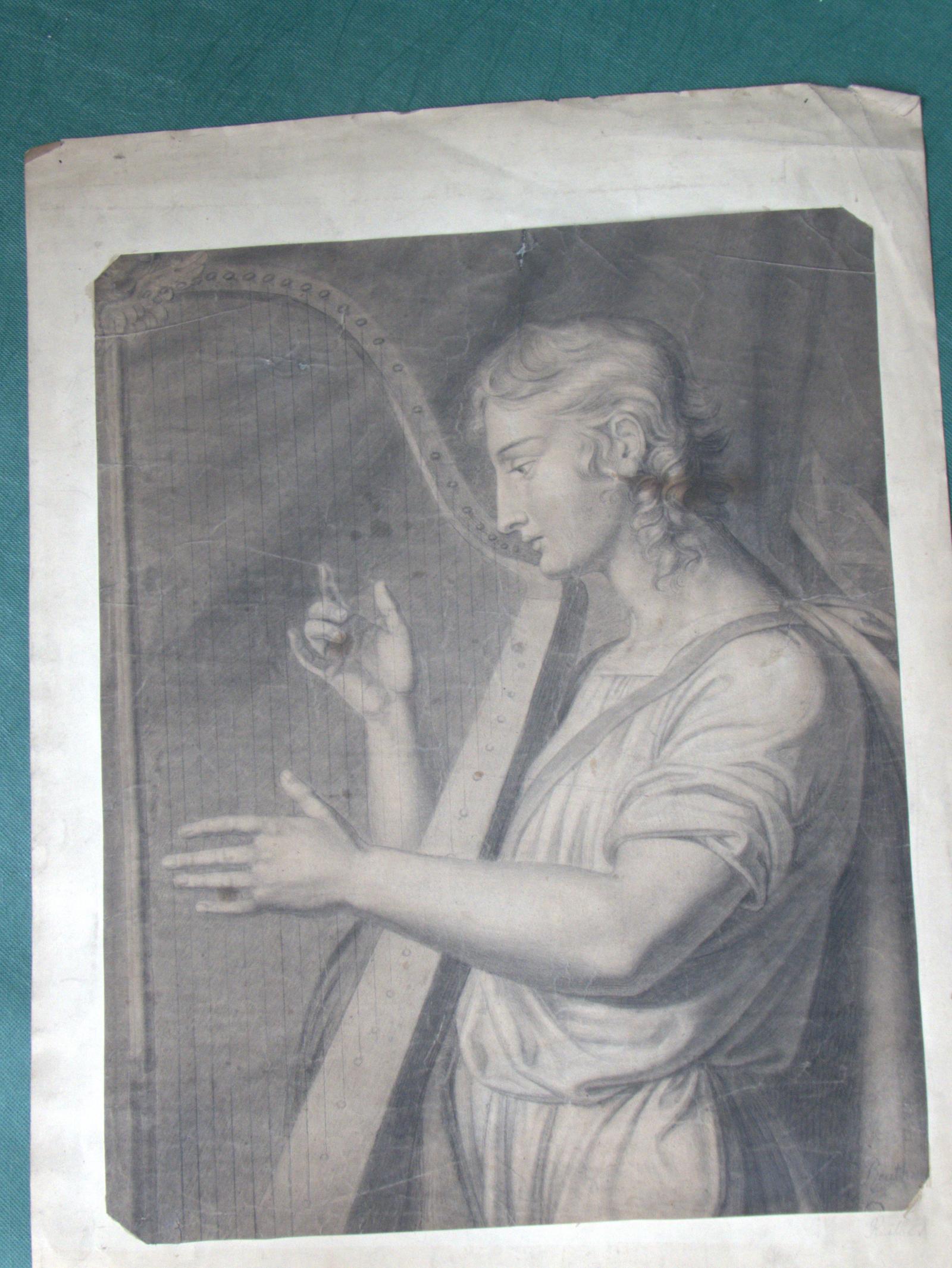 Harpist Drawing 18th Century (1 of 1)
