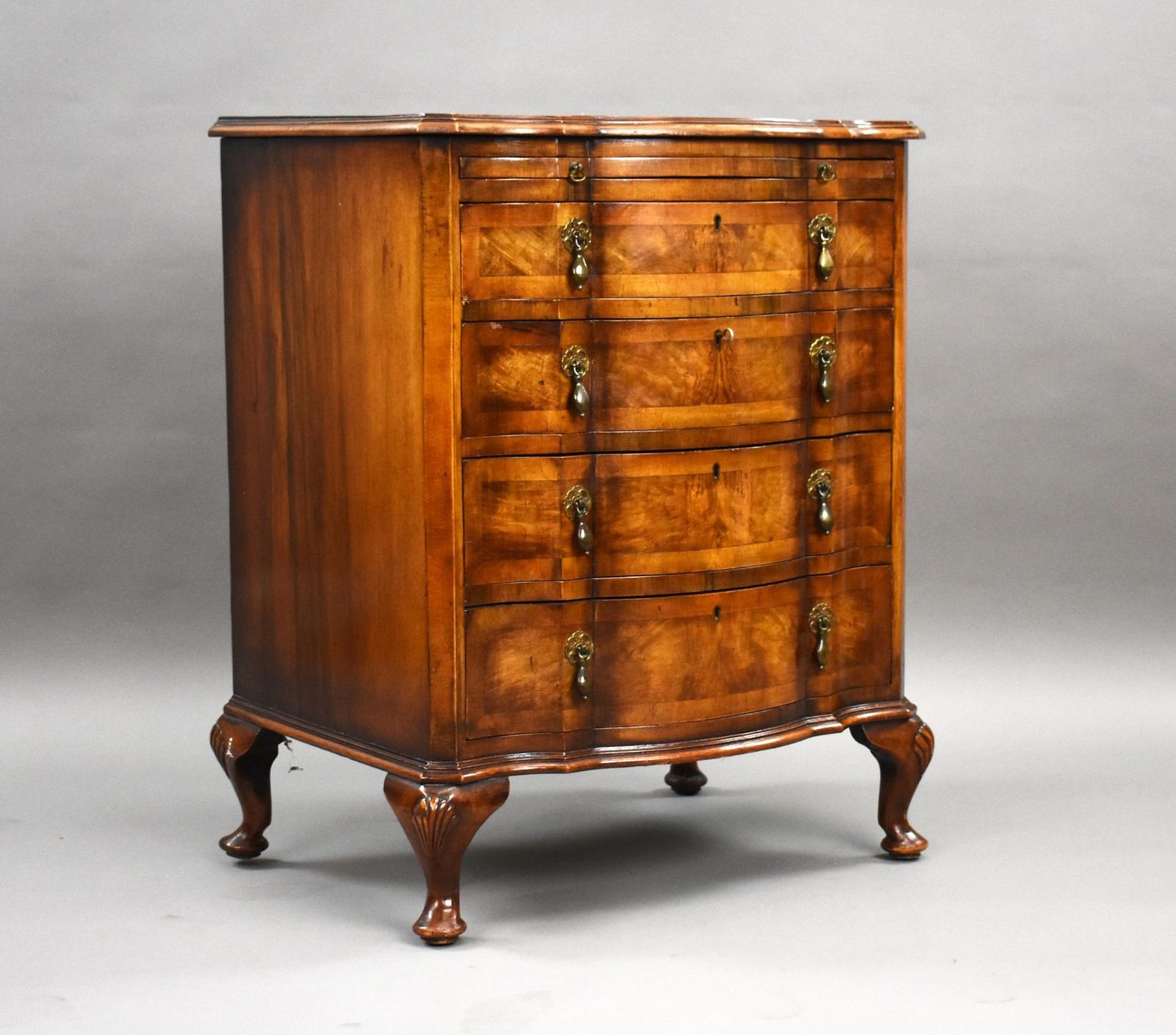 Antique Burr Walnut Serpentine Chest of Drawers (1 of 6)