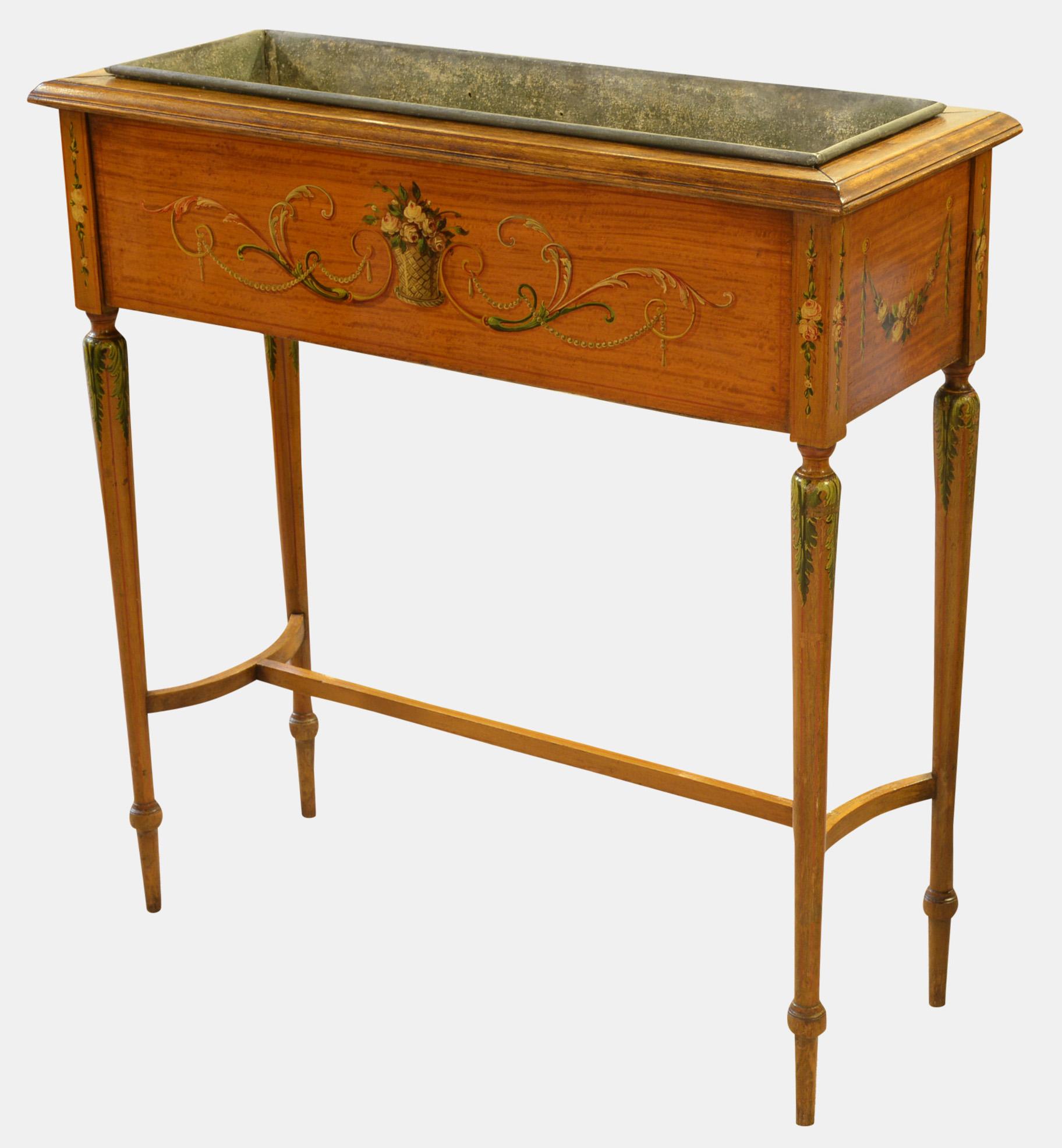 Satinwood Jardiniere with Painted Decoration c.1900 (1 of 1) Satinwood Jardiniere with Painted Decoration c.1900 (1 of 1)