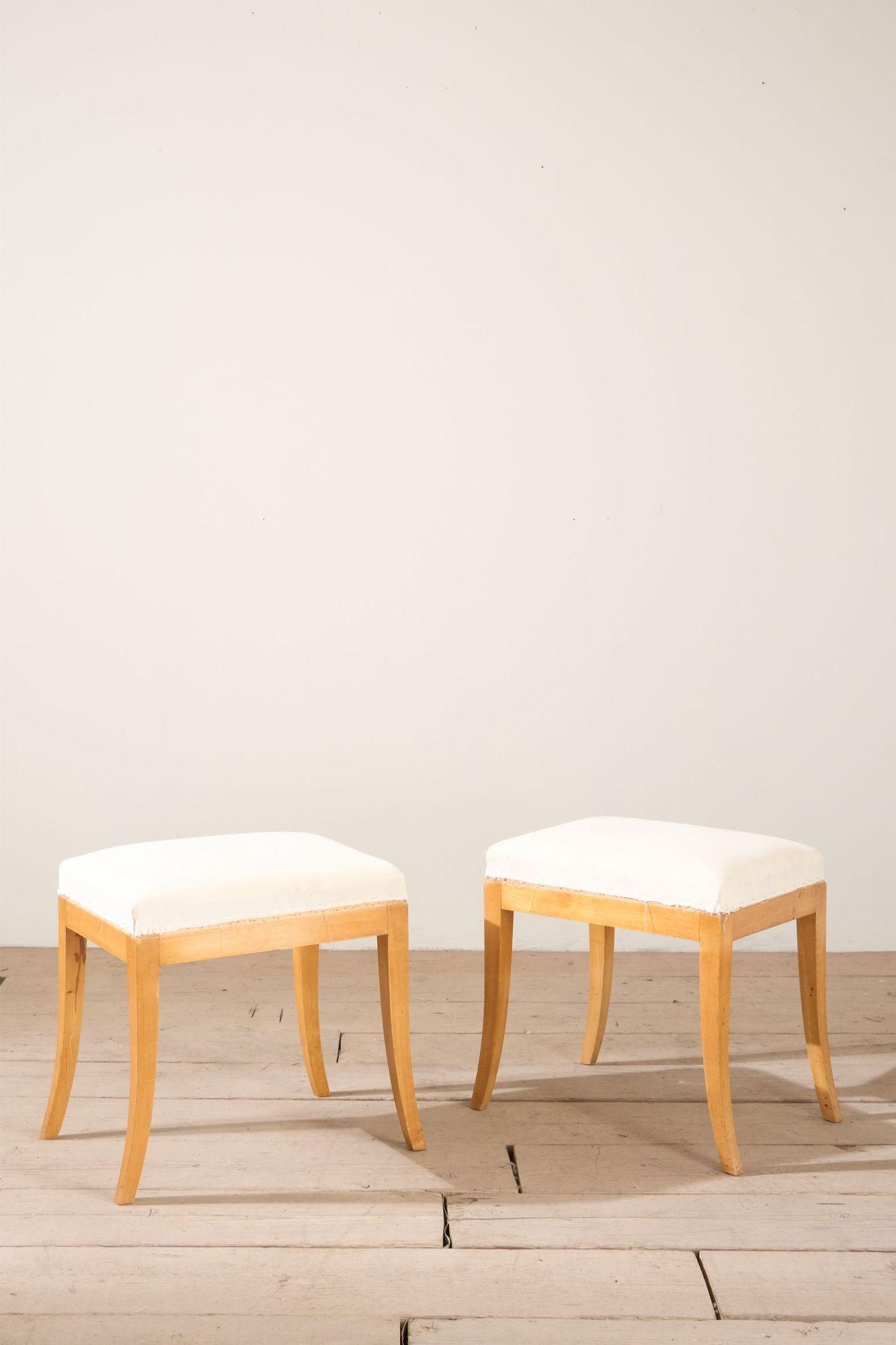 Early 20th Century Pair of Swedish Satin Birch Stools (1 of 6) Early 20th Century Pair of Swedish Satin Birch Stools (1 of 6)
