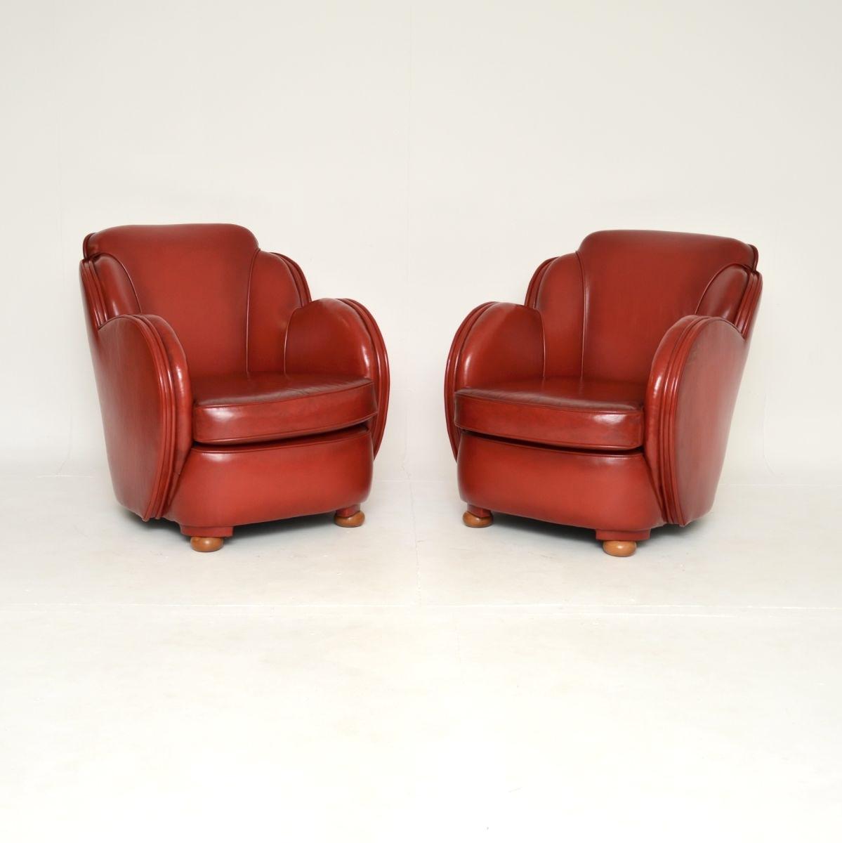 Pair of Art Deco Leather Cloud Back Armchairs by Epstein (1 of 9)