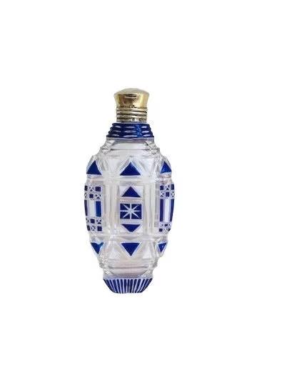 Antique French White Over Cobalt Blue Overlay Glass Perfume Scent Bottle Silver Lid c.1880 (1 of 9) Antique French White Over Cobalt Blue Overlay Glass Perfume Scent Bottle Silver Lid c.1880 (1 of 9)