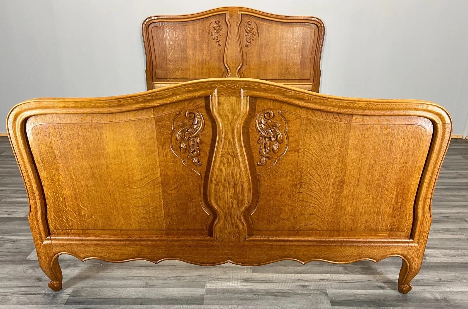 Bed Vintage French Style Double Bed Oak Frame Headboard (1 of 10) Bed Vintage French Style Double Bed Oak Frame Headboard (1 of 10)