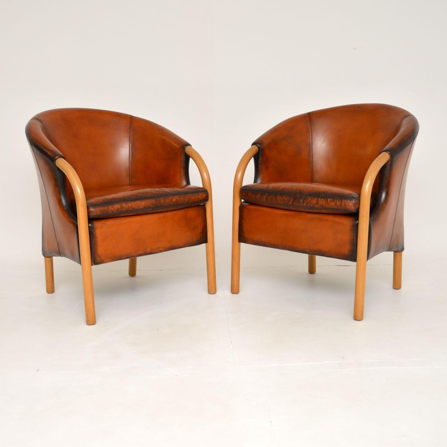 Pair of Danish Vintage Leather Armchairs by Stouby (1 of 10) Pair of Danish Vintage Leather Armchairs by Stouby (1 of 10)