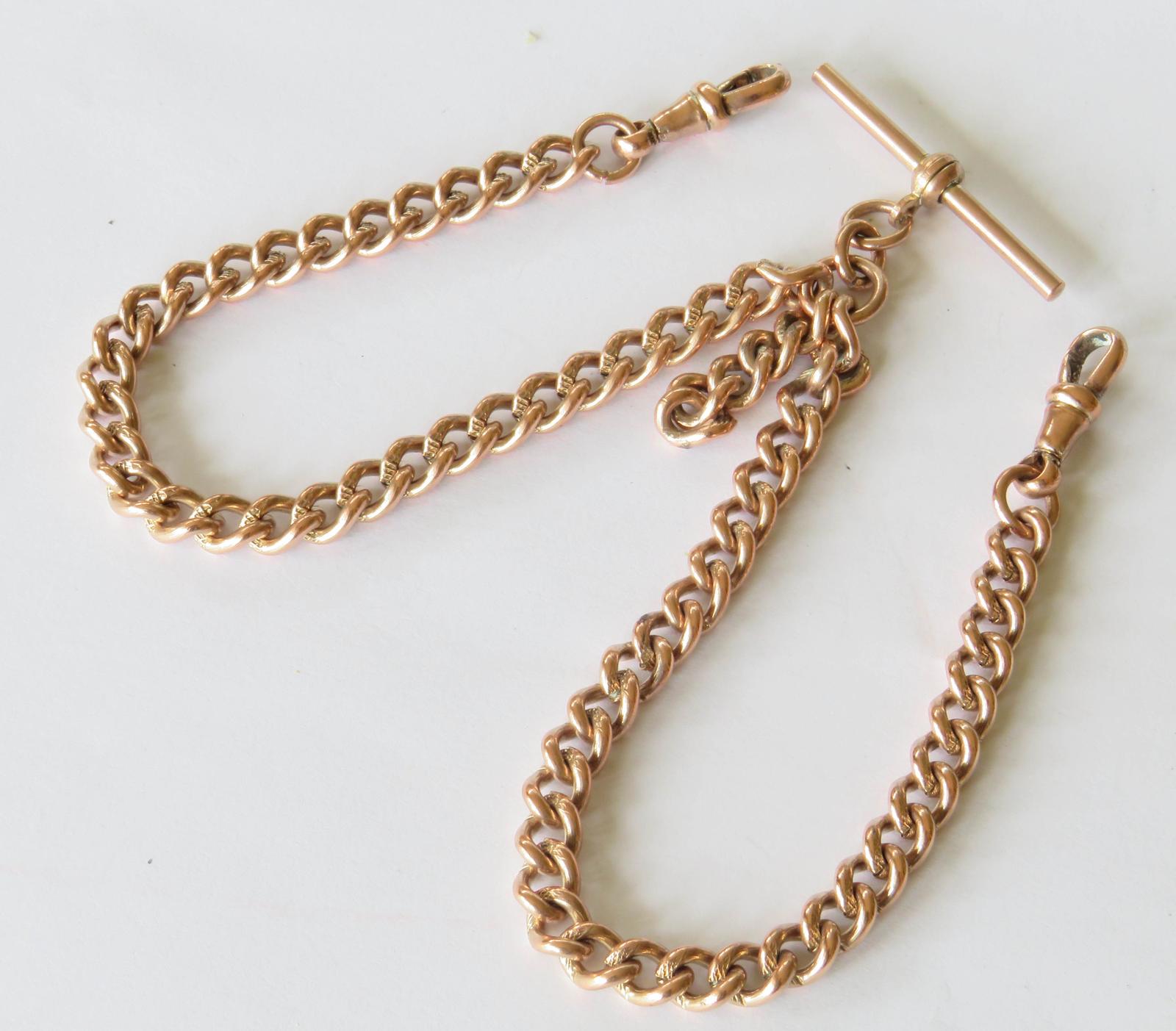 Antique Rolled Rose Gold Double Watch Chain (1 of 3)
