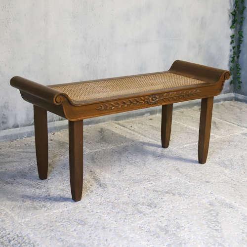 Vintage Mahogany Bench Stool Scroll Ends & Carved Detail (1 of 7)