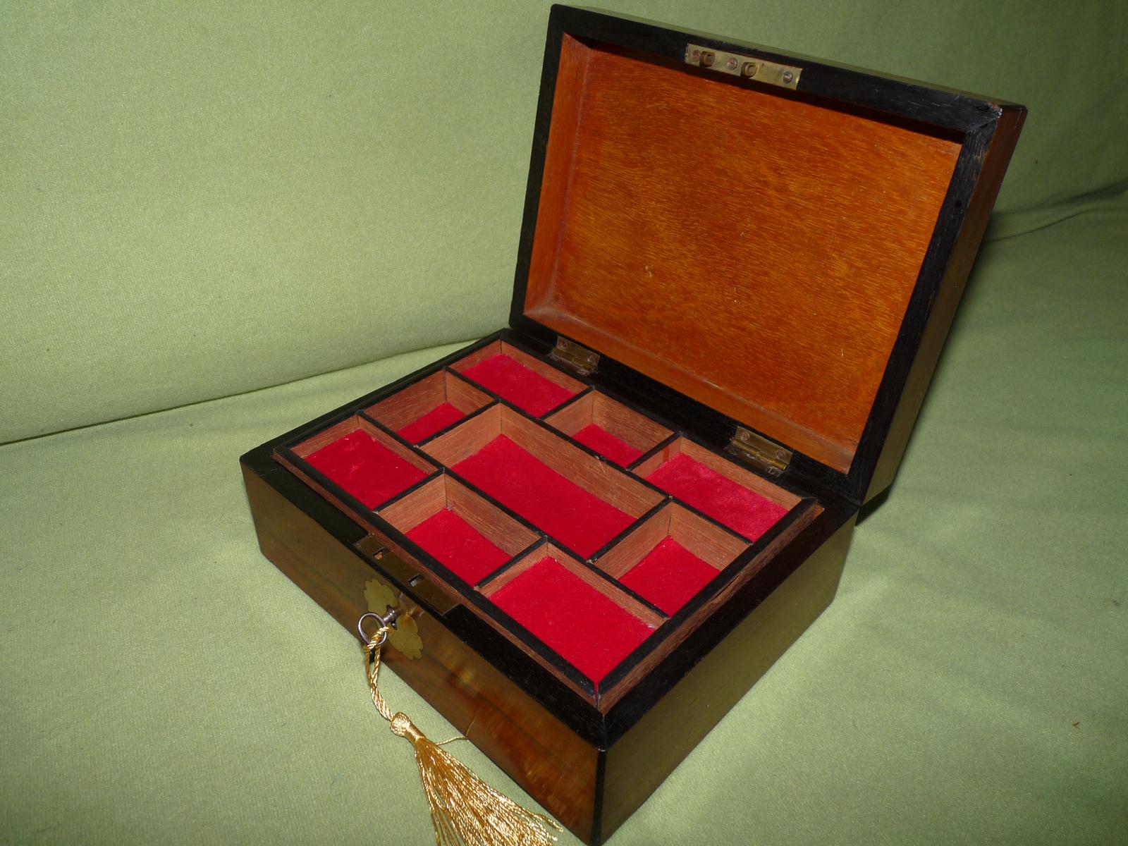 Inlaid Walnut Jewellery Box + Tray c.1875 (1 of 7)