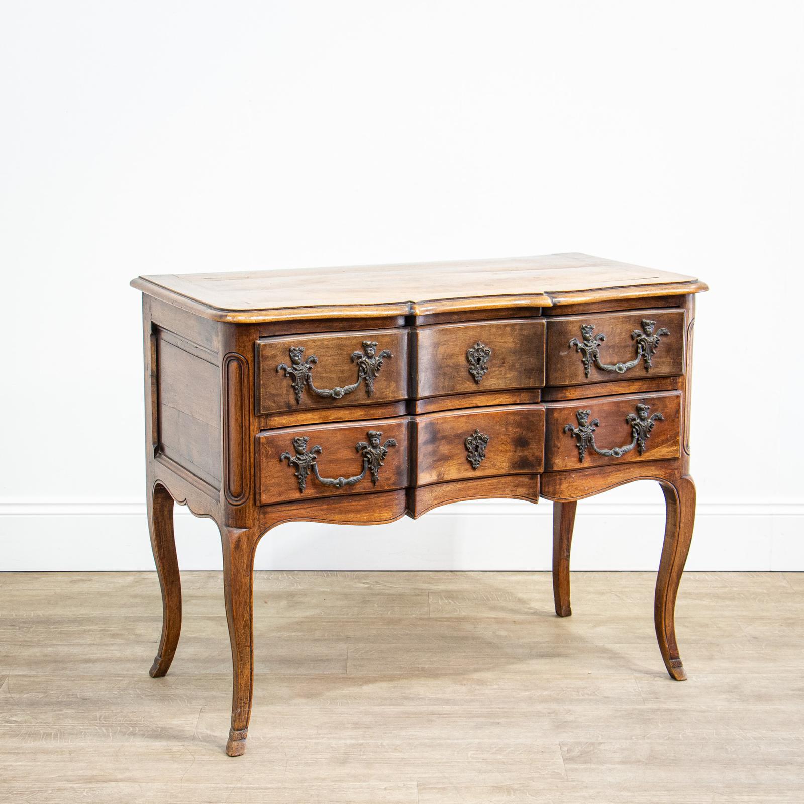 French Walnut Commode with Ornate Bronze Handles (1 of 16) French Walnut Commode with Ornate Bronze Handles (1 of 16)