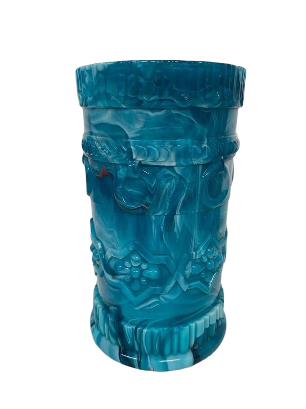 Antique Victorian Turquoise Slag Glass Vase Davidson c.1890 (1 of 5) Antique Victorian Turquoise Slag Glass Vase Davidson c.1890 (1 of 5)
