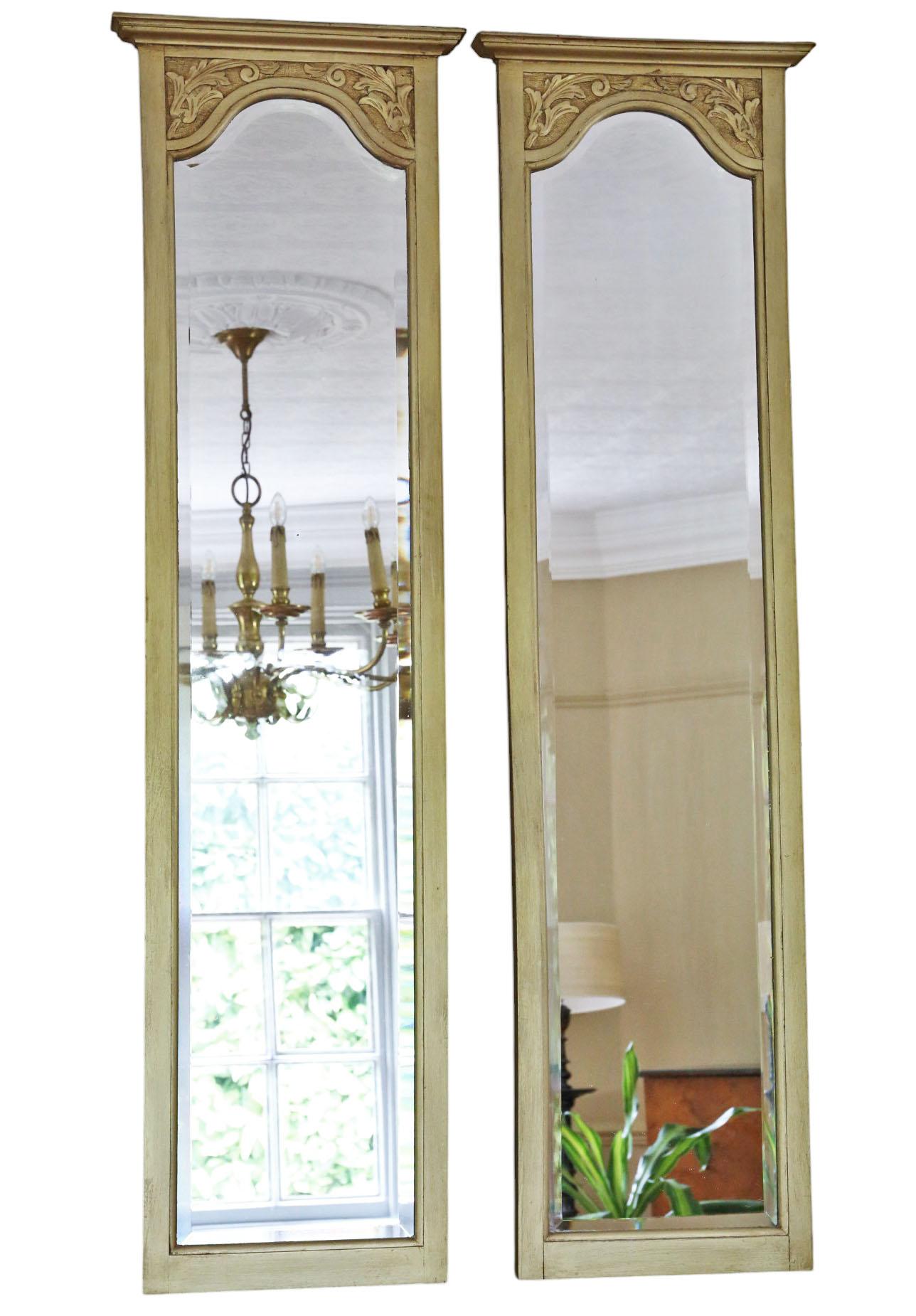 Antique c.1910 Pair of Large Gilt Full-height Dressing Wall Mirrors – Ornate Vintage Gold Frames (1 of 6)