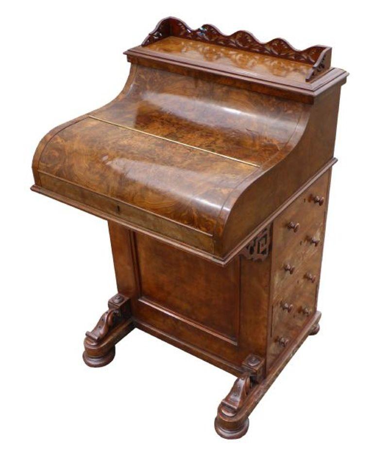 Victorian Burr Walnut Piano Top Pop-up Davenport (1 of 3)