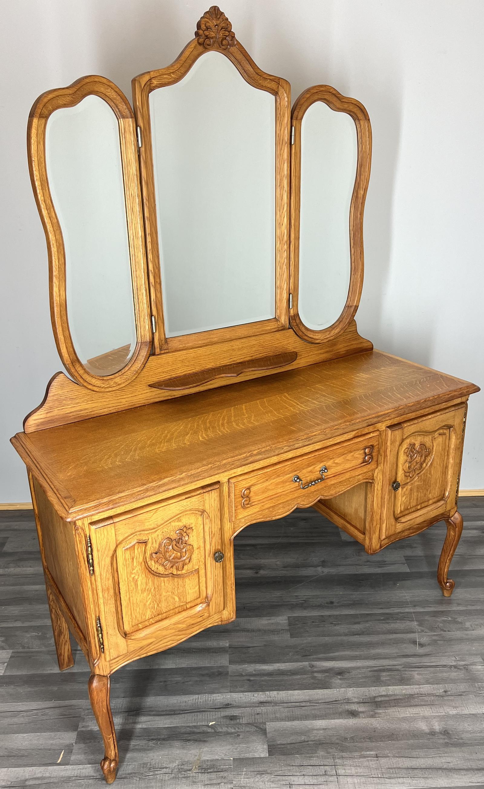 Dressing Table with Mirror Vintage French Oak Vanity Table Makeup (1 of 12) Dressing Table with Mirror Vintage French Oak Vanity Table Makeup (1 of 12)